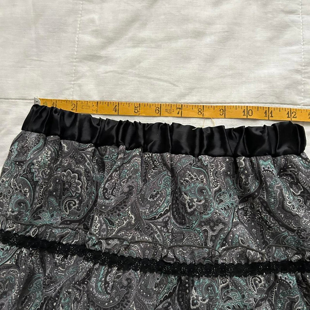 Axes Femme Black and green paisley tiered mini skirt Size medium, from Japan