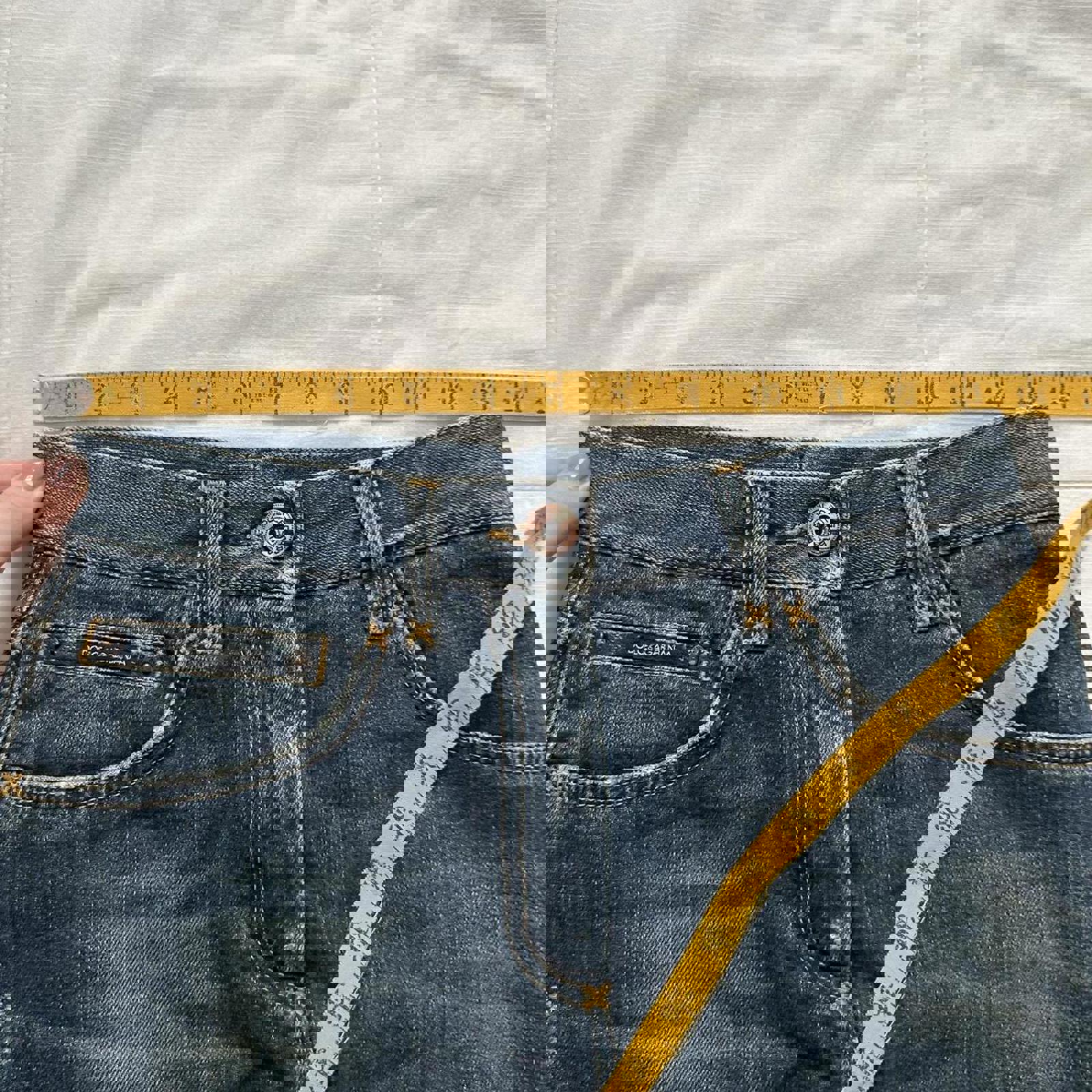 90s designer Dark wash denim pencil skirt Size 36