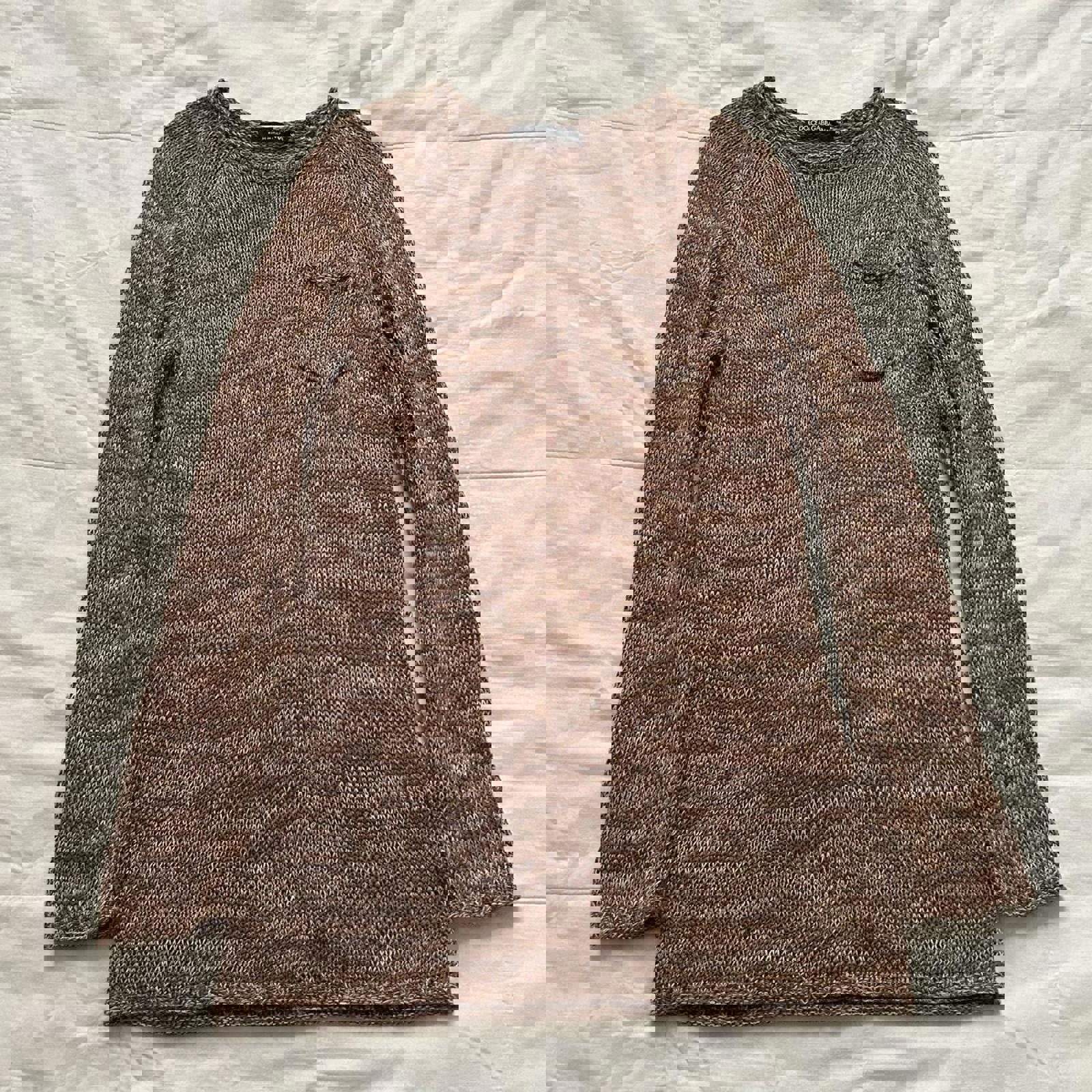 90s designer chunky knit brown marl sweater with tiny pocket Size 36