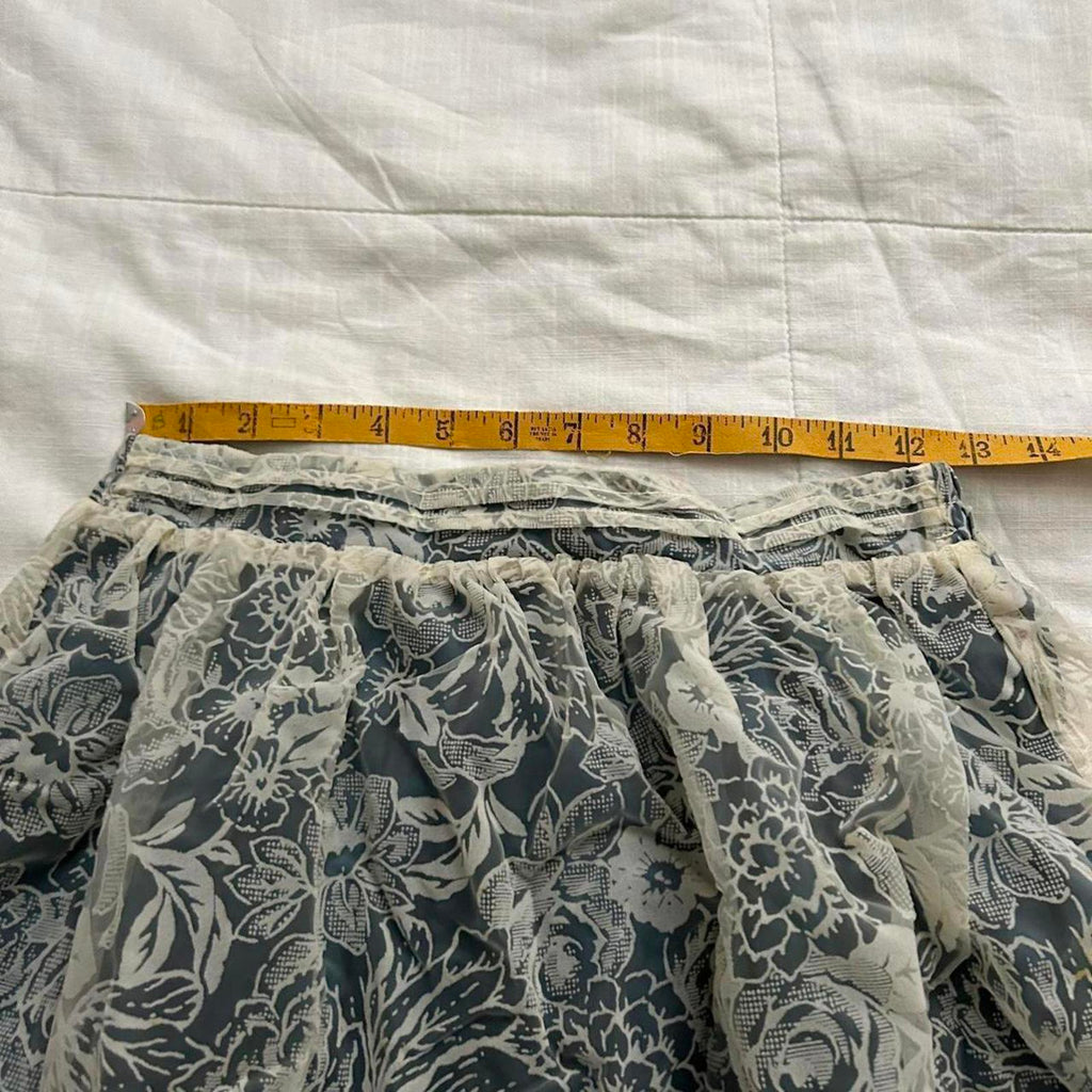 Axes Femme green and white floral flocked mesh overlay midi skirt Size medium