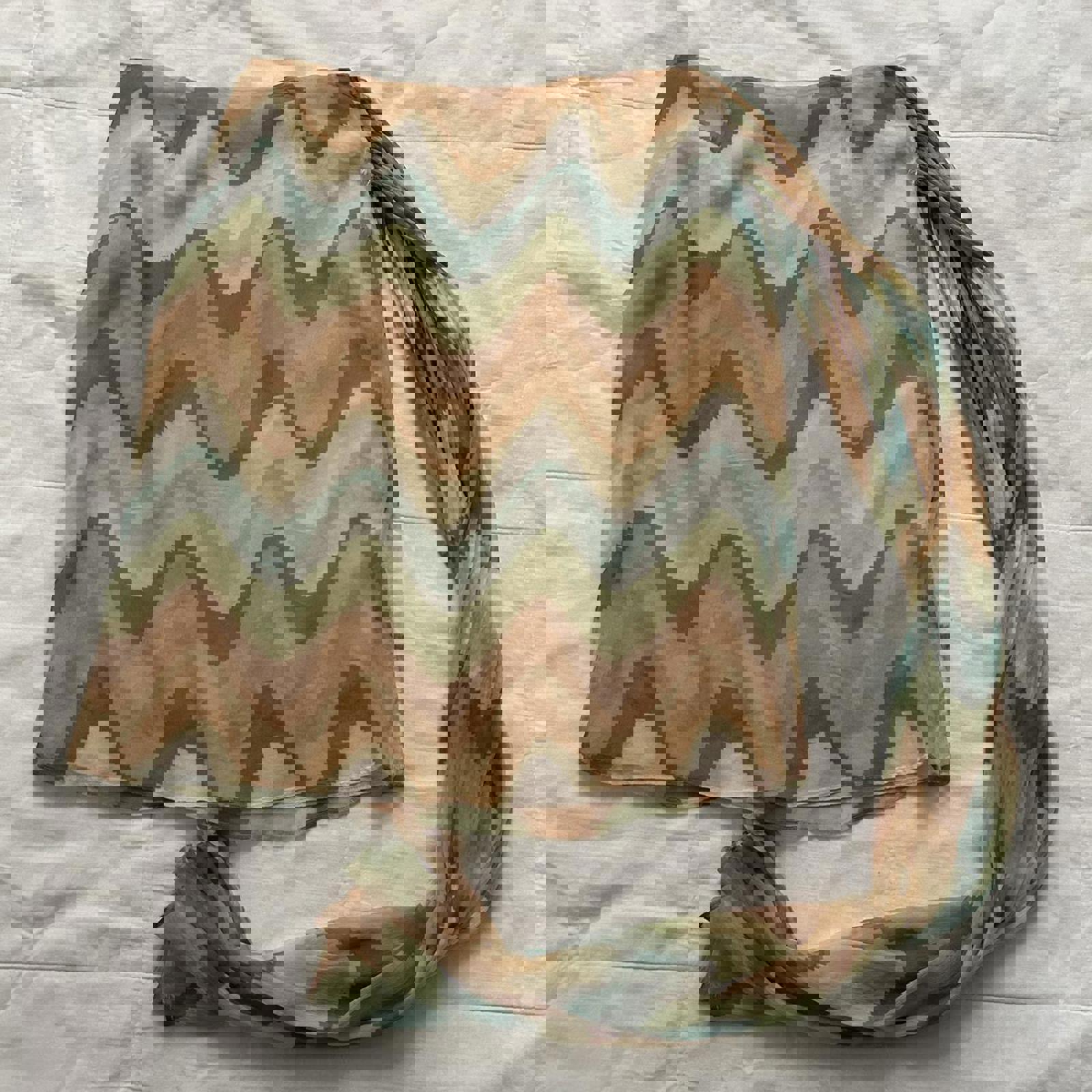 Catherine Malandrino pastel silk skirt with long sash tie Size 8