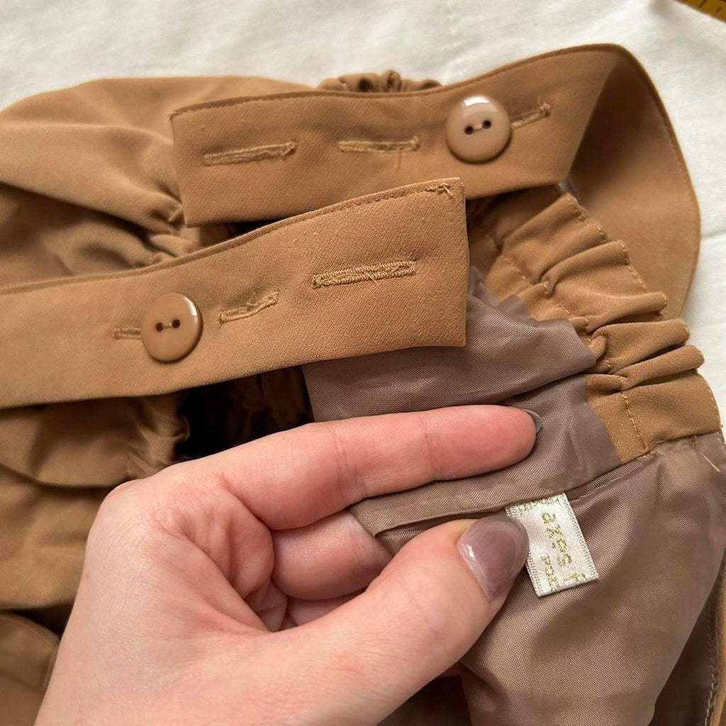 Axes Femme Brown midi dress with pinafore straps and zip detail at the front