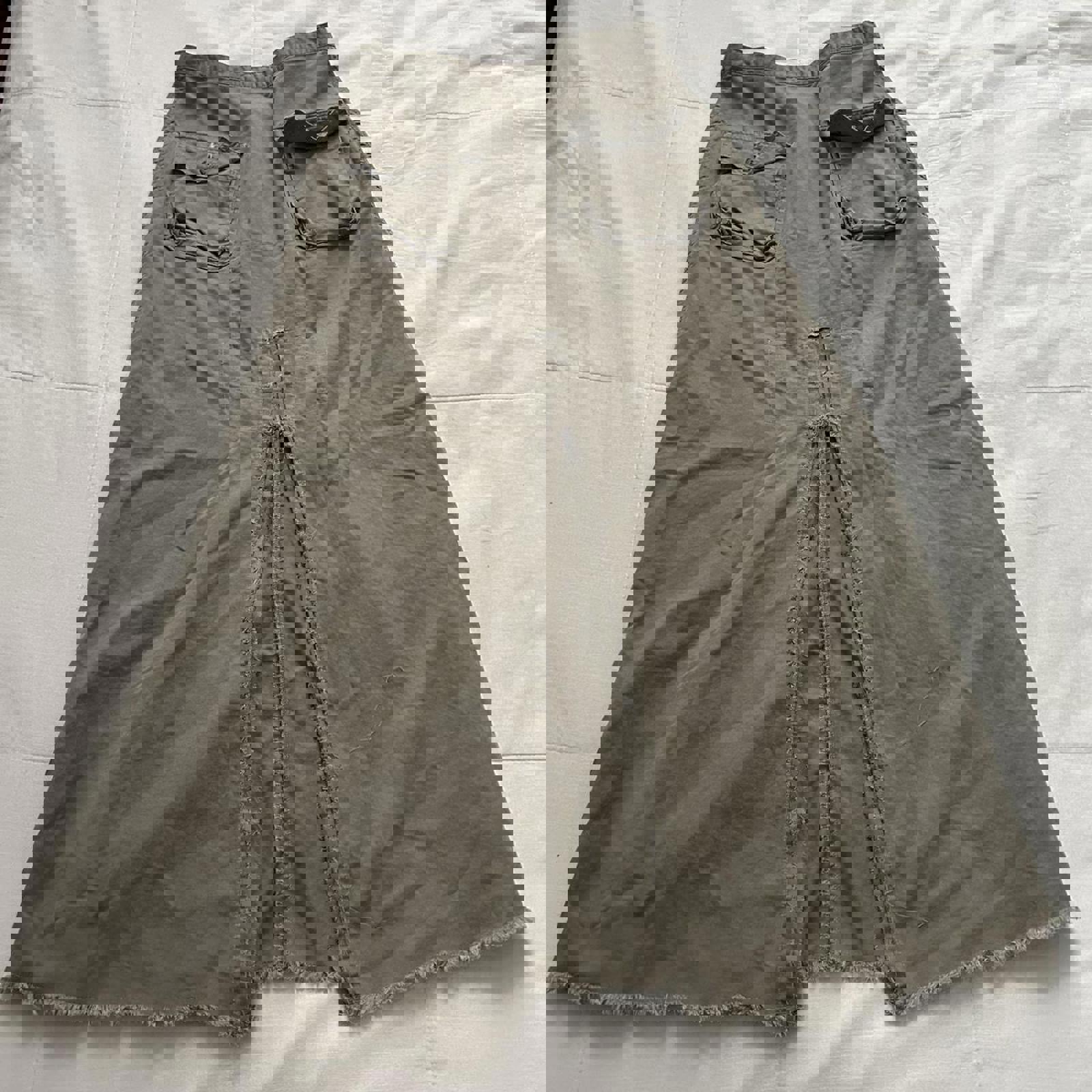 Hysteric Glamour Khaki maxi skirt with frayed hem