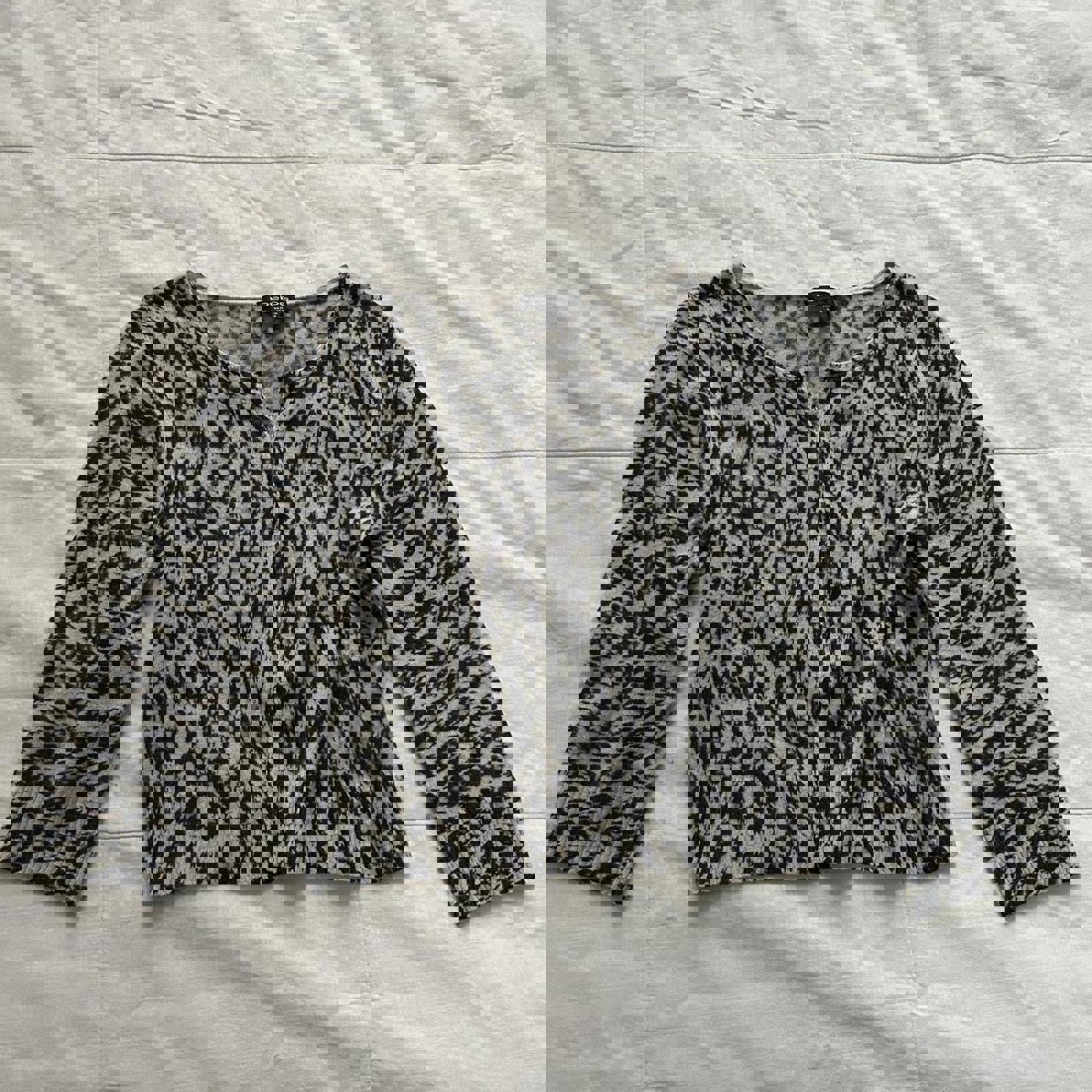 Bebe Black and white leopard print hook and eye front cashmere cardigan