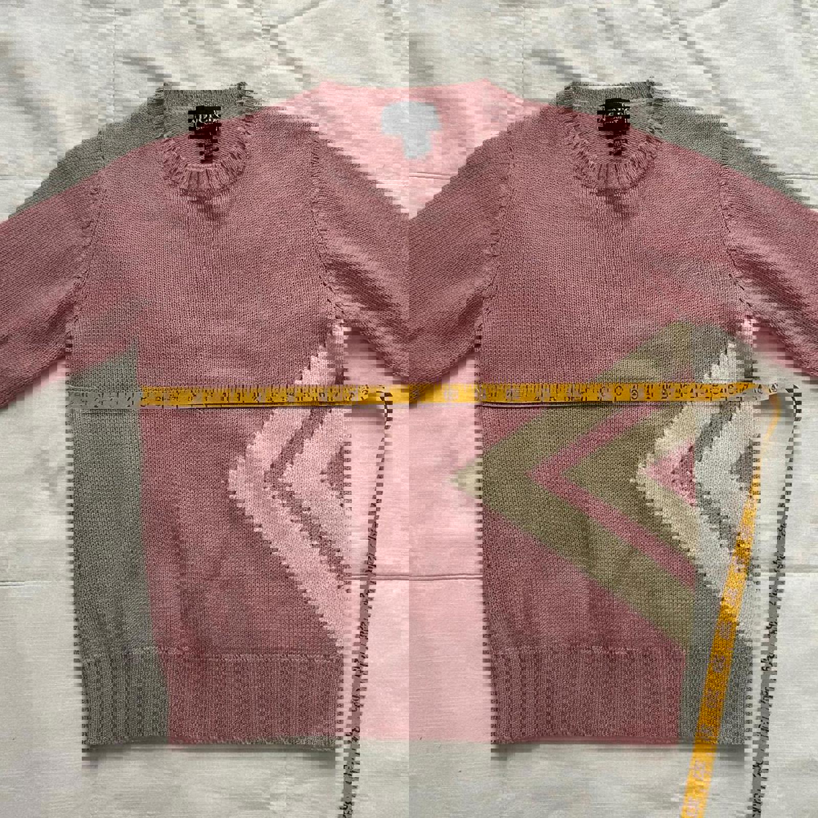 Adolfo wool Pink and white vintage 90s crewneck sweater knitwear size large