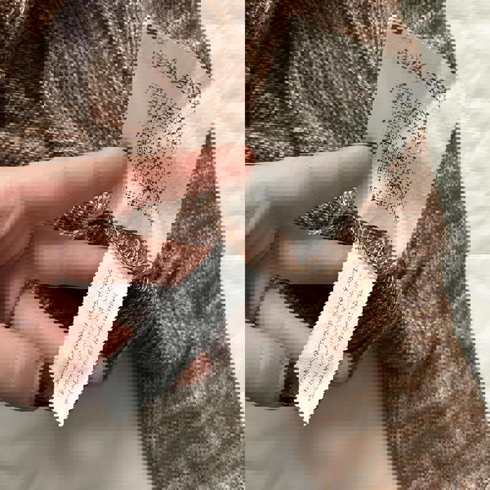 90s designer chunky knit brown marl sweater with tiny pocket Size 36