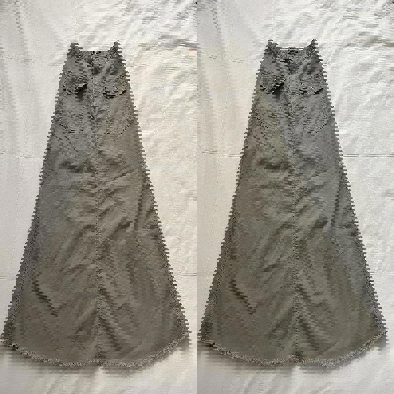 Hysteric Glamour Khaki maxi skirt with frayed hem