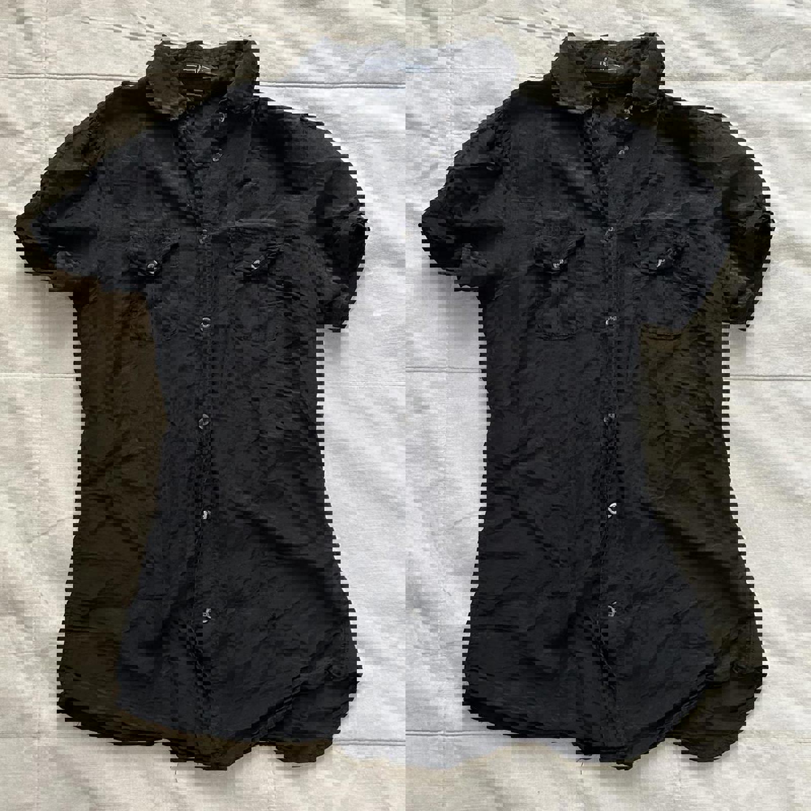 Gap Y2K silk blend Black button up shirt Size 0