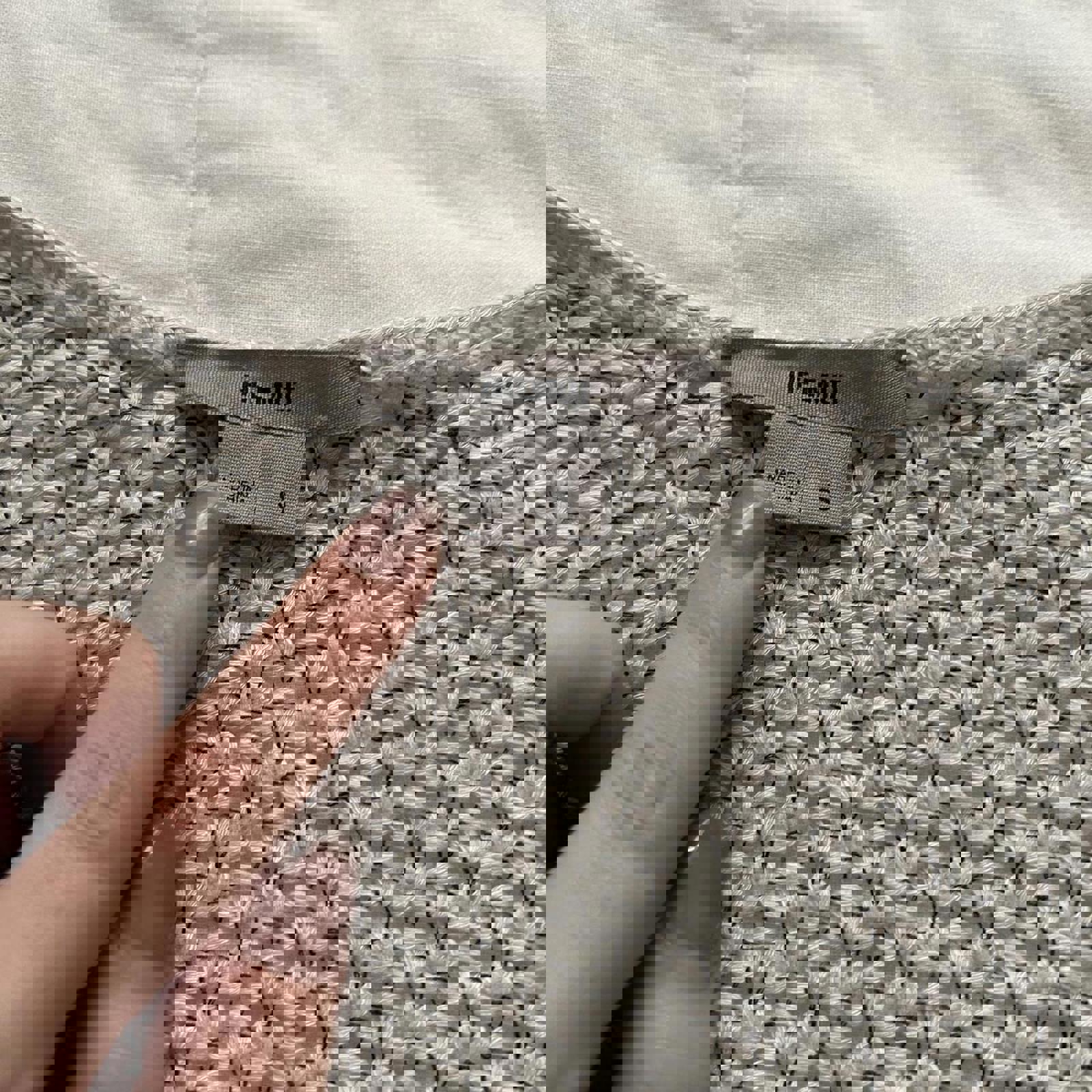 Helmut Lang Grey and white open knit sweater Size small