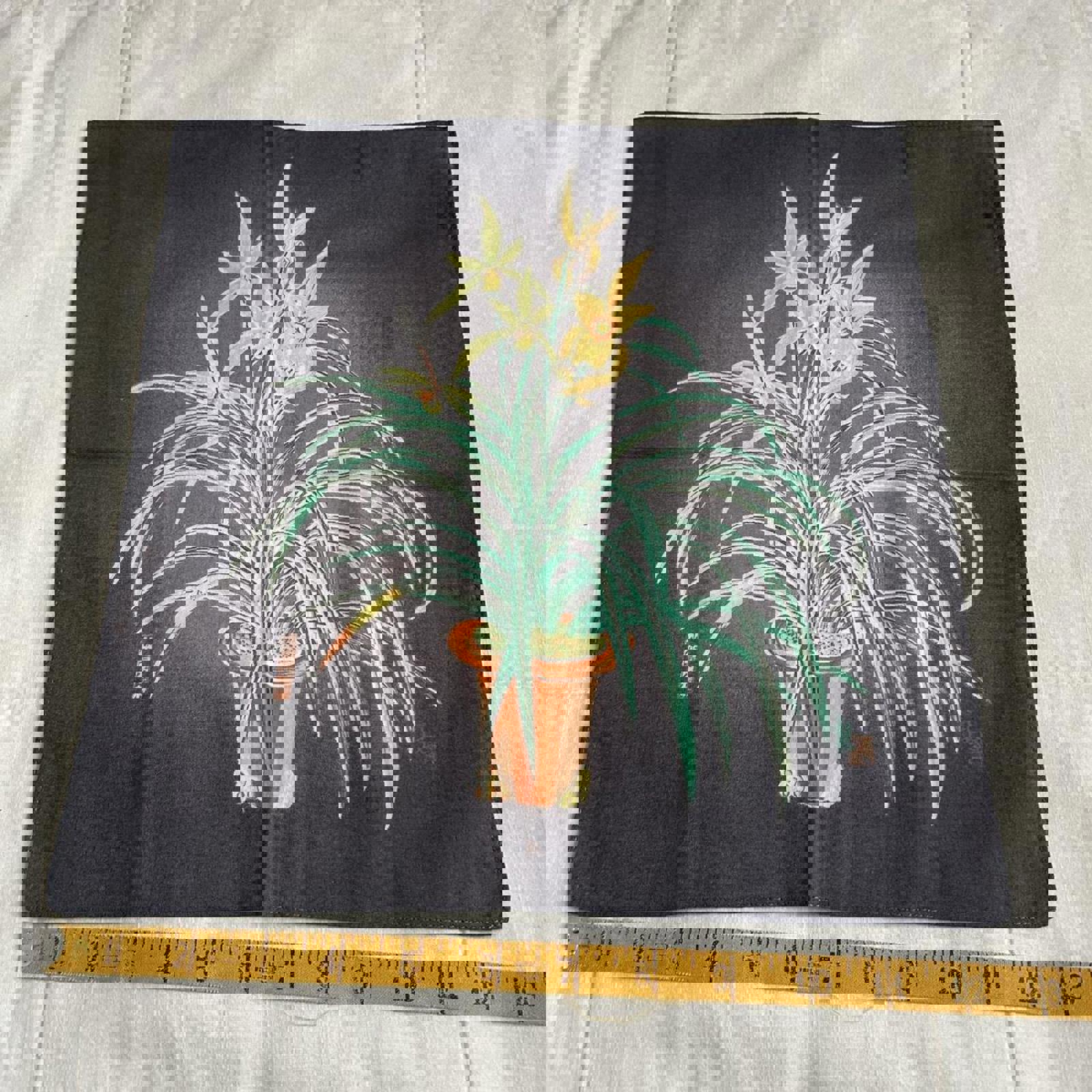 Grey and green Japanese floral print bandana 0840