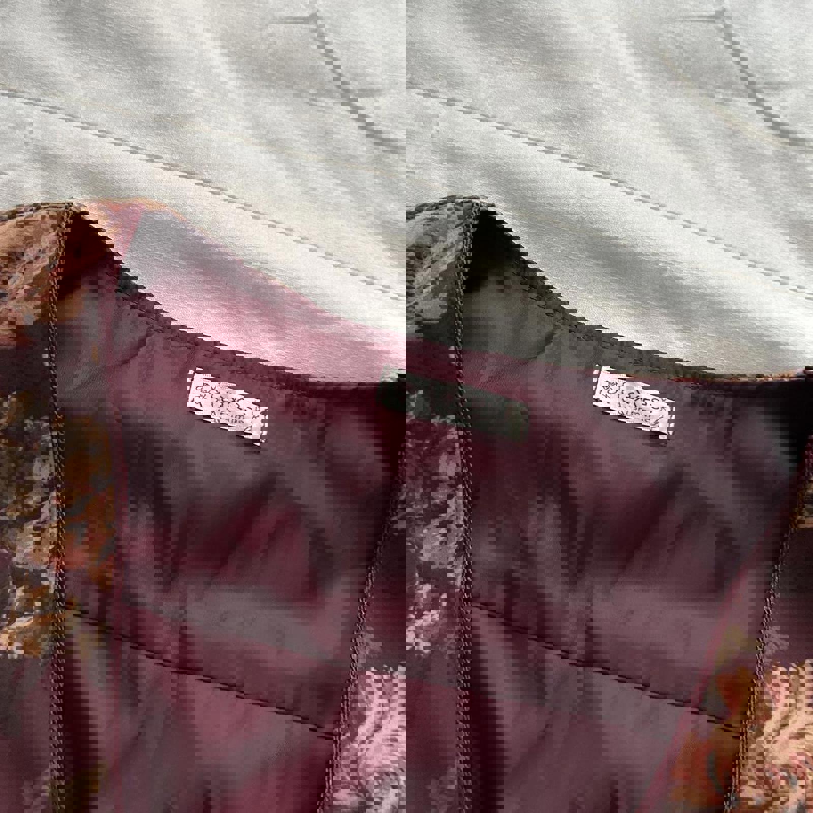 Axes Femme Burgundy floral print sleeveless deep v neckline dress sz medium