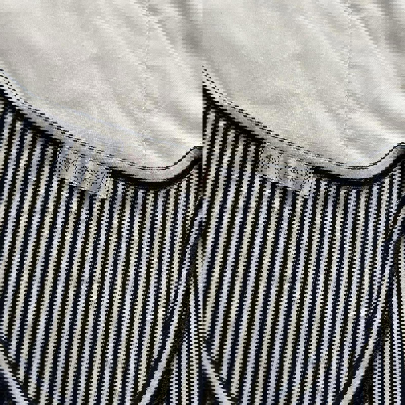 Axes Femme navy and white striped tank top with ruffle bottom Size medium