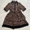 Axes Femme brown heart print high neck dress with ruffles