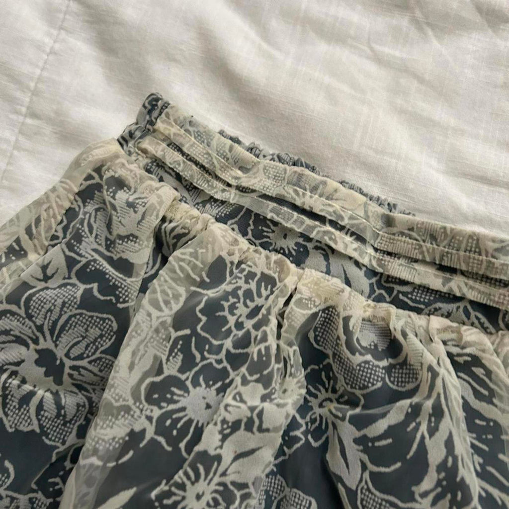 Axes Femme green and white floral flocked mesh overlay midi skirt Size medium