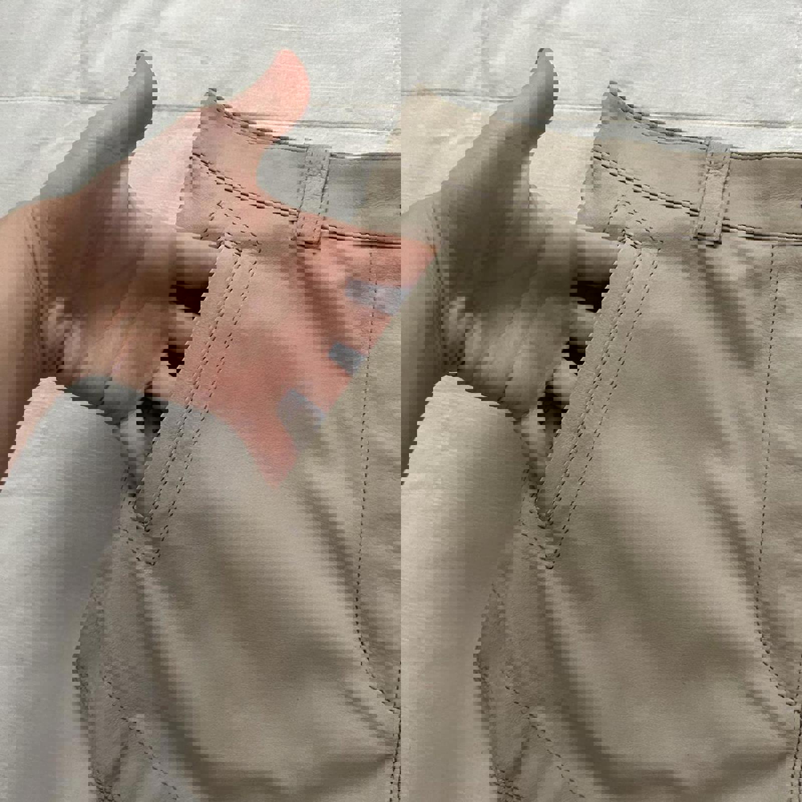 Deadstock Vivienne Westwood Tan buttery leather mini shorts with pockets Size 2