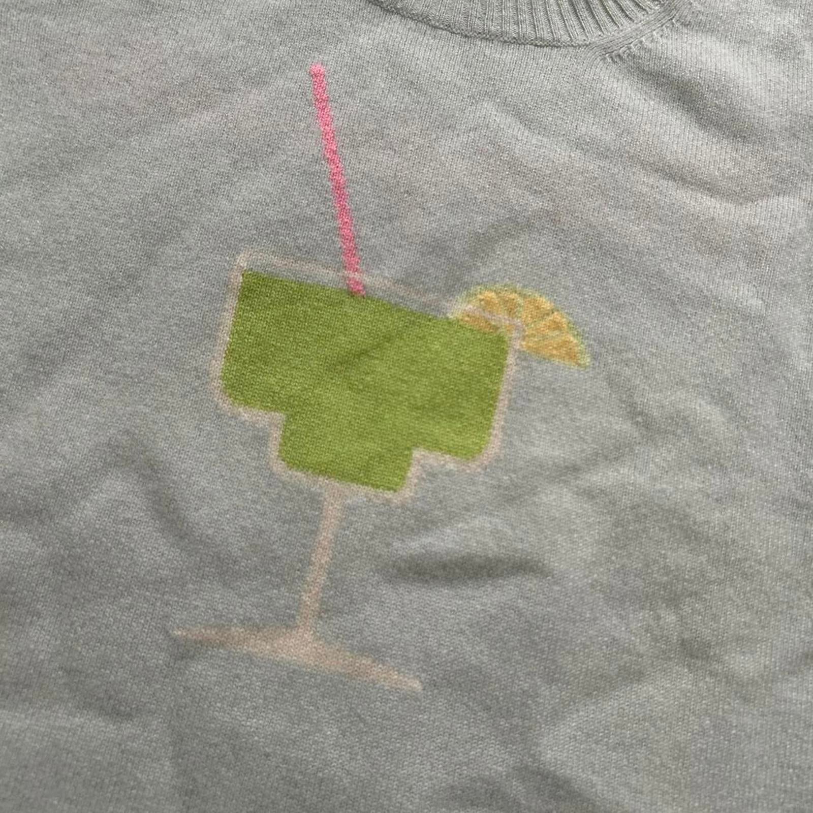 J.McLaughlin Mint blue 100% cashmere margarita graphic sweater Size large