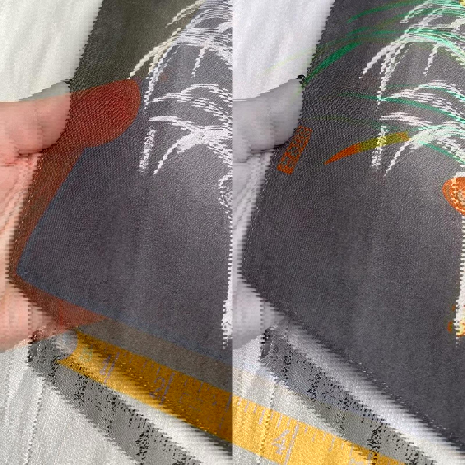 Grey and green Japanese floral print bandana 0840