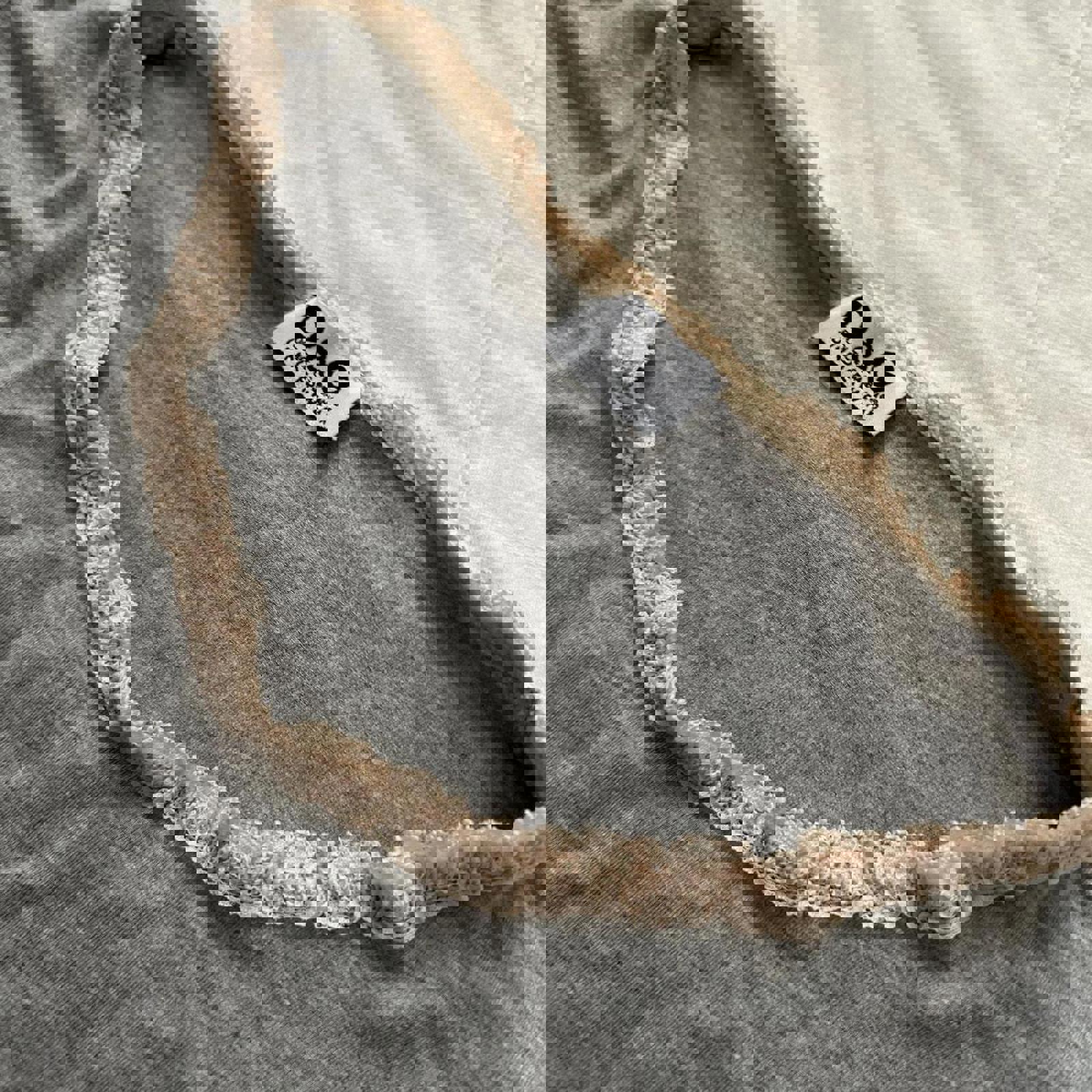 D&G dolce and gabbana grey pink lace neckline trim tee with little bow detail