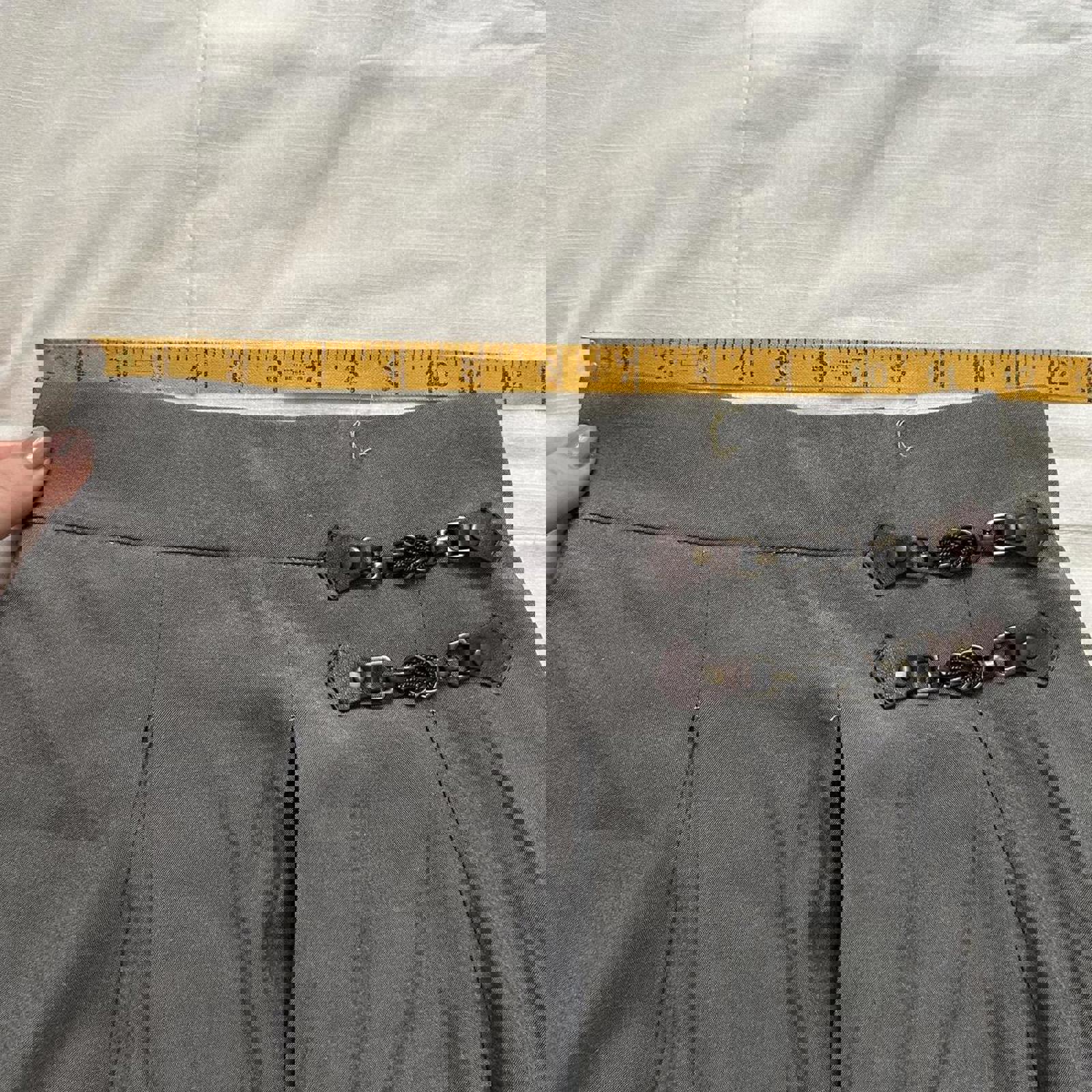 Axes Femme Grey A-line skirt with ribbon and lace detailing and buckle straps