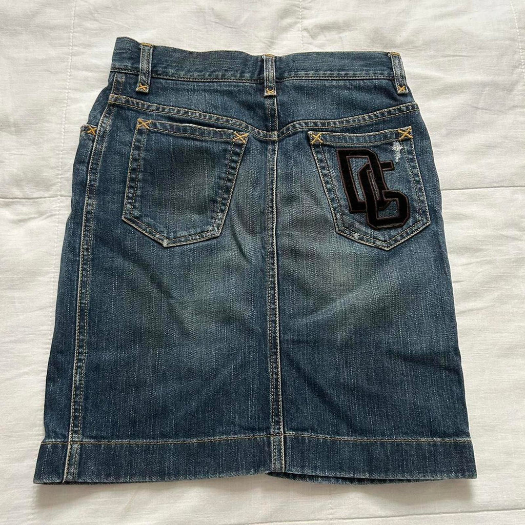 90s designer Dark wash denim pencil skirt Size 36