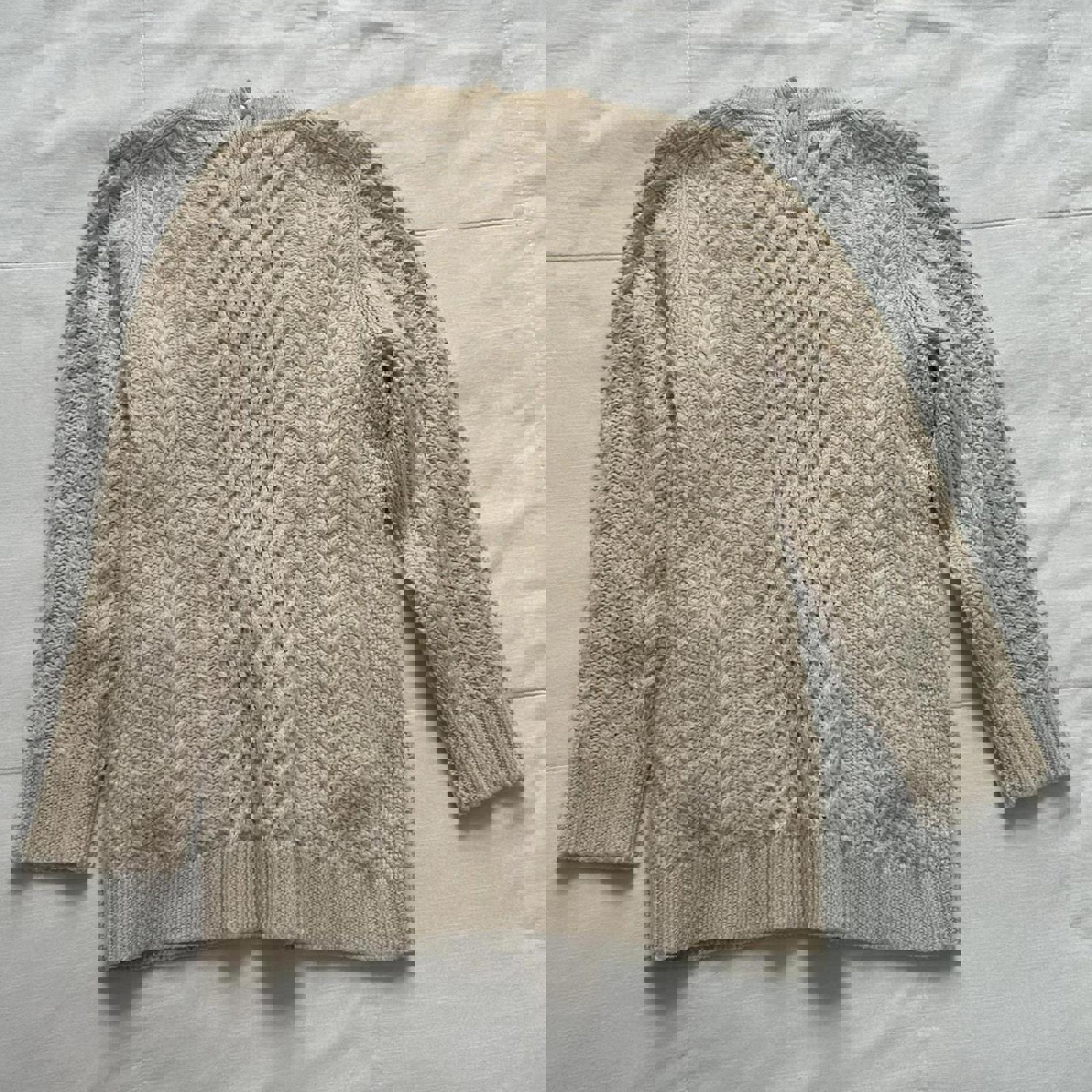 J Crew Cream wool knit sweater with pockets shrunken fit Size XS