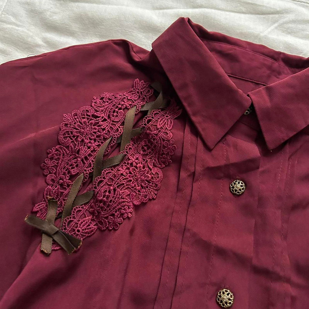 Axes Femme Burgundy and brown shoulder lacing detail dress Size medium