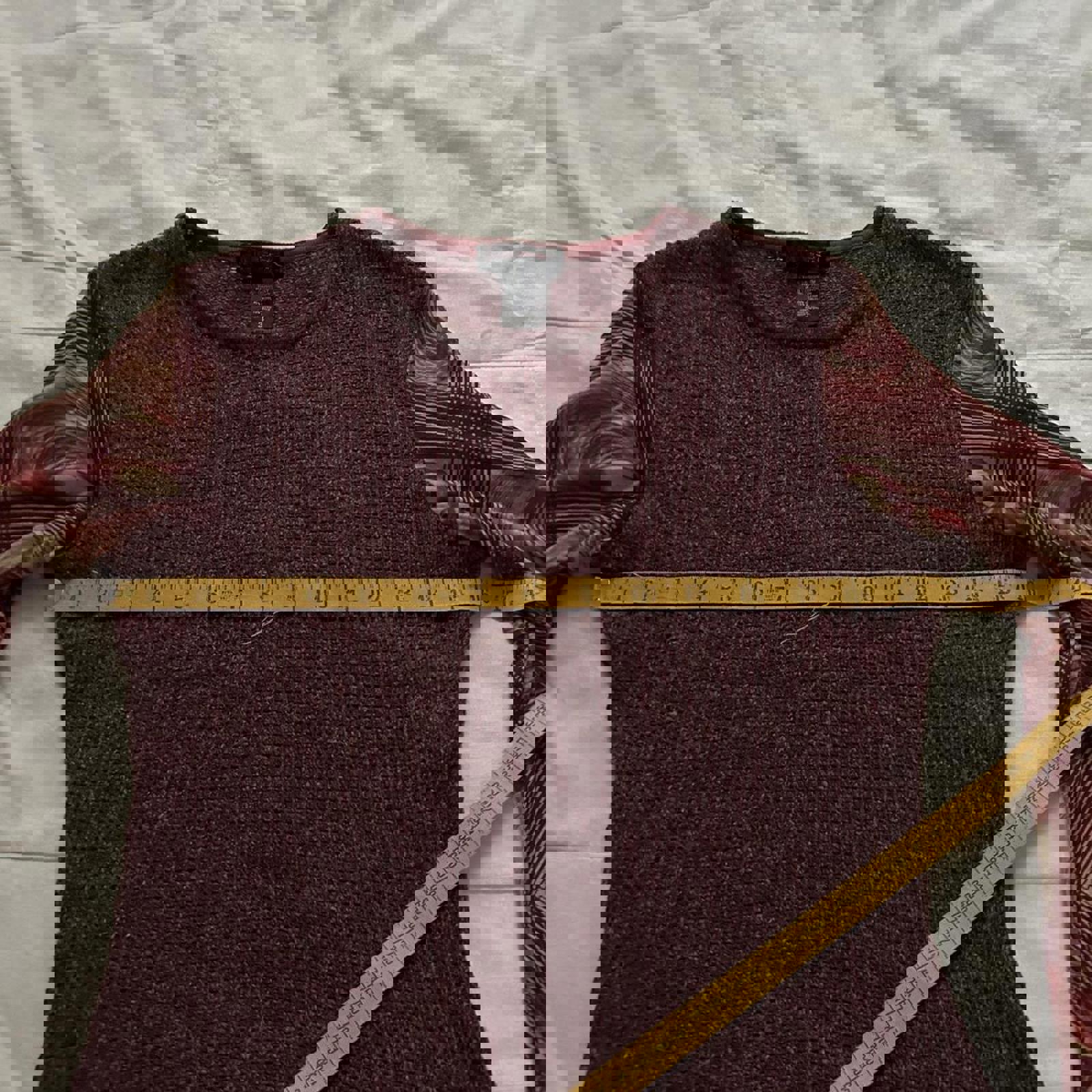 Custo Barcelona Burgundy red long sleeve top metallic sweater knit body Size 3