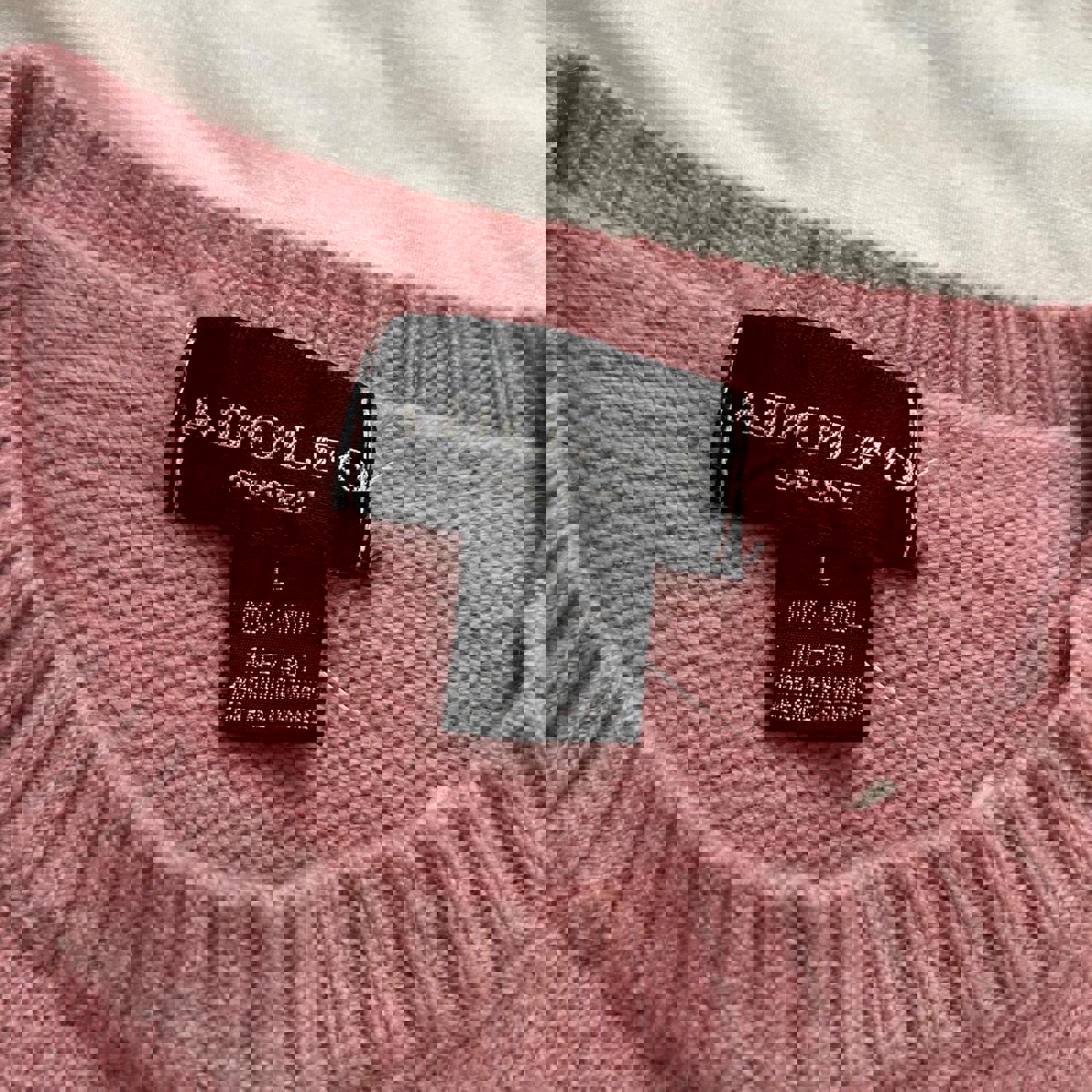 Adolfo wool Pink and white vintage 90s crewneck sweater knitwear size large