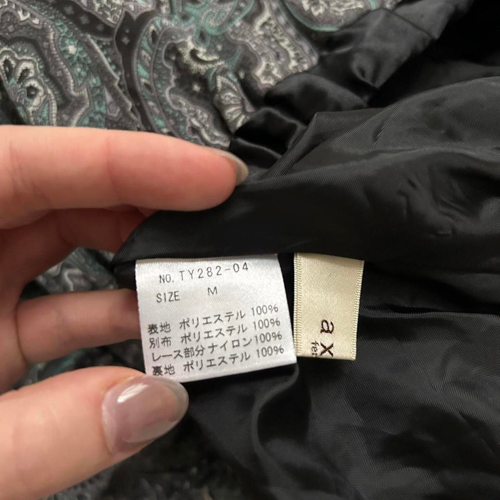 Axes Femme Black and green paisley tiered mini skirt Size medium, from Japan