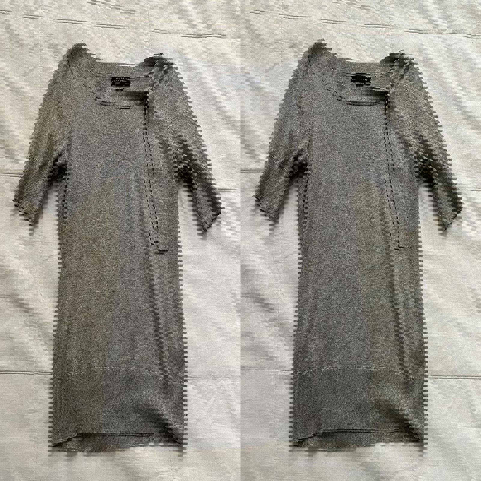 Banana Republic silk blend knit Grey short sleeve blouse with bow detail Size xs