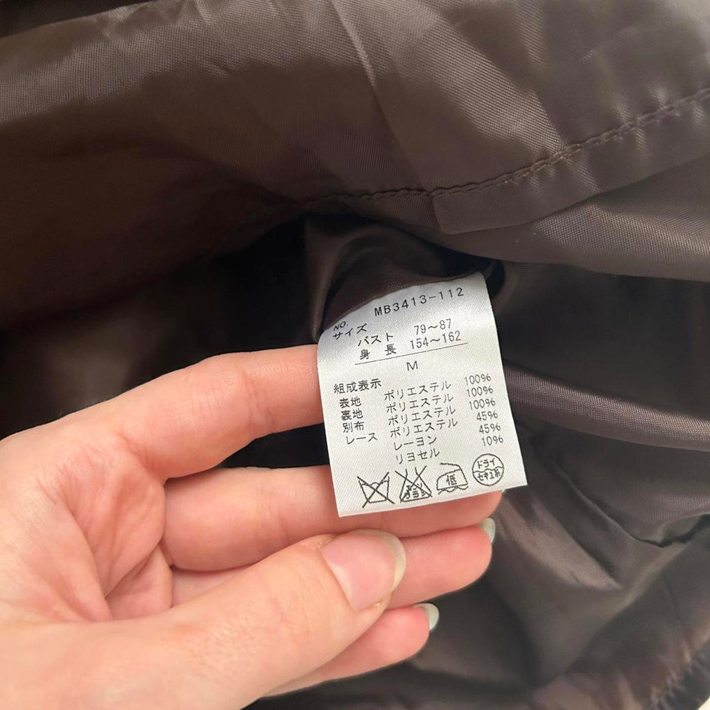 Axes Femme brown heart print high neck dress with ruffles