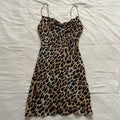 Alice + Olivia Brown and black leopard print bias cut draped mini dress Size 0
