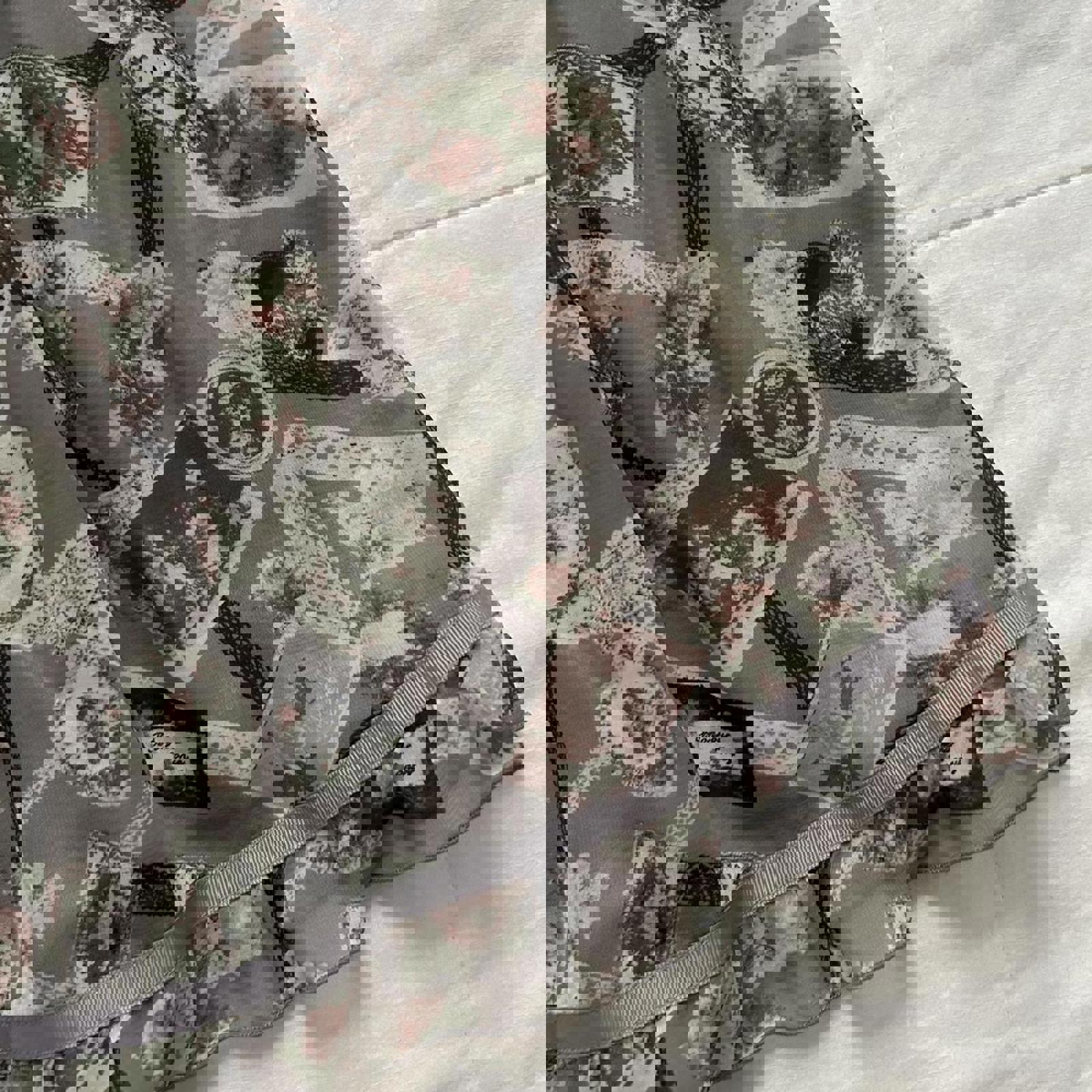 Axes Femme playing card print ruffled hem skirt with little waist band belt