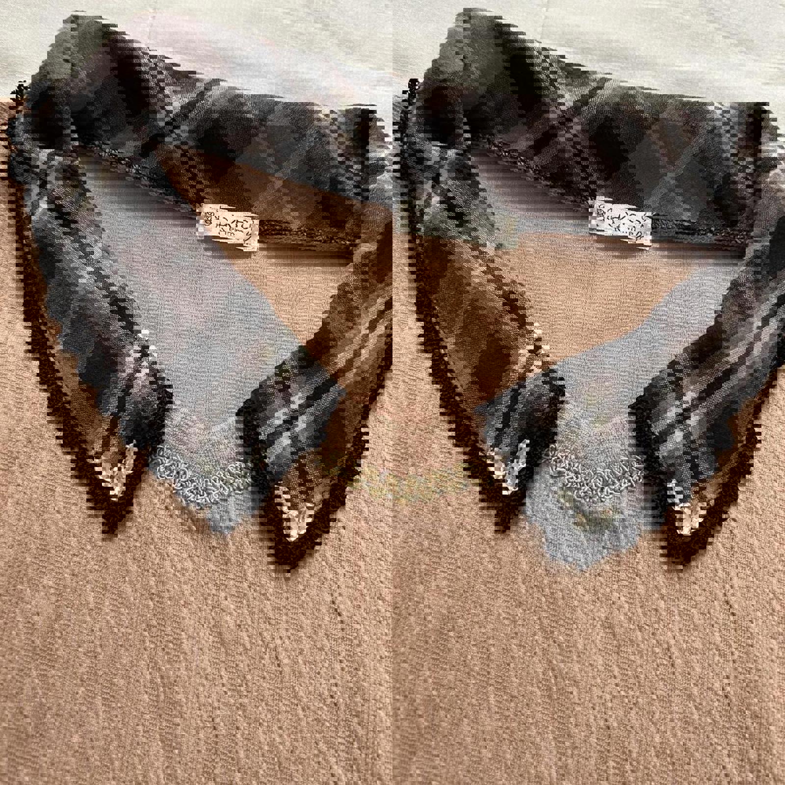 Axes Femme pink Tan plaid prestyled layered sweater blouse