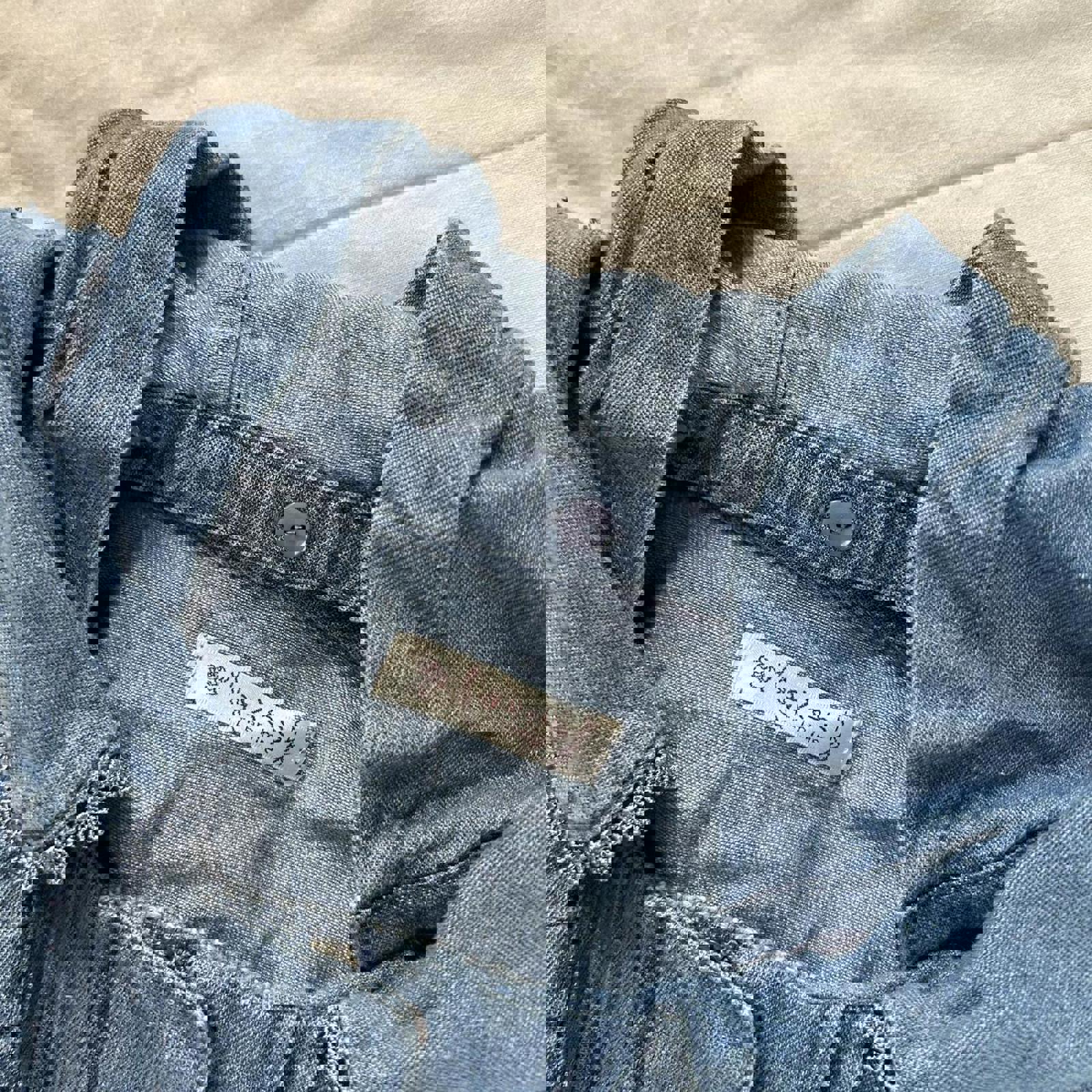 Axes Femme Blue chambray denim jacket with hood, tie waist and bubble hem