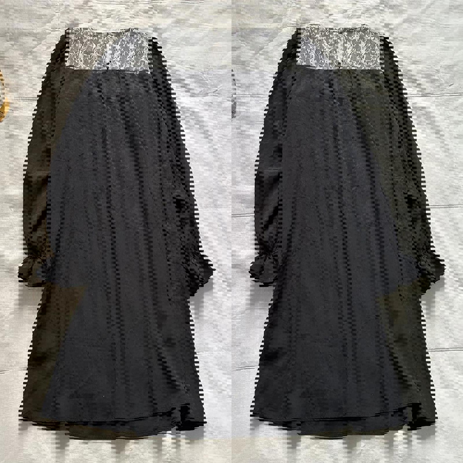 Axes Femme Black white lace bib dress with long sleeves Size medium