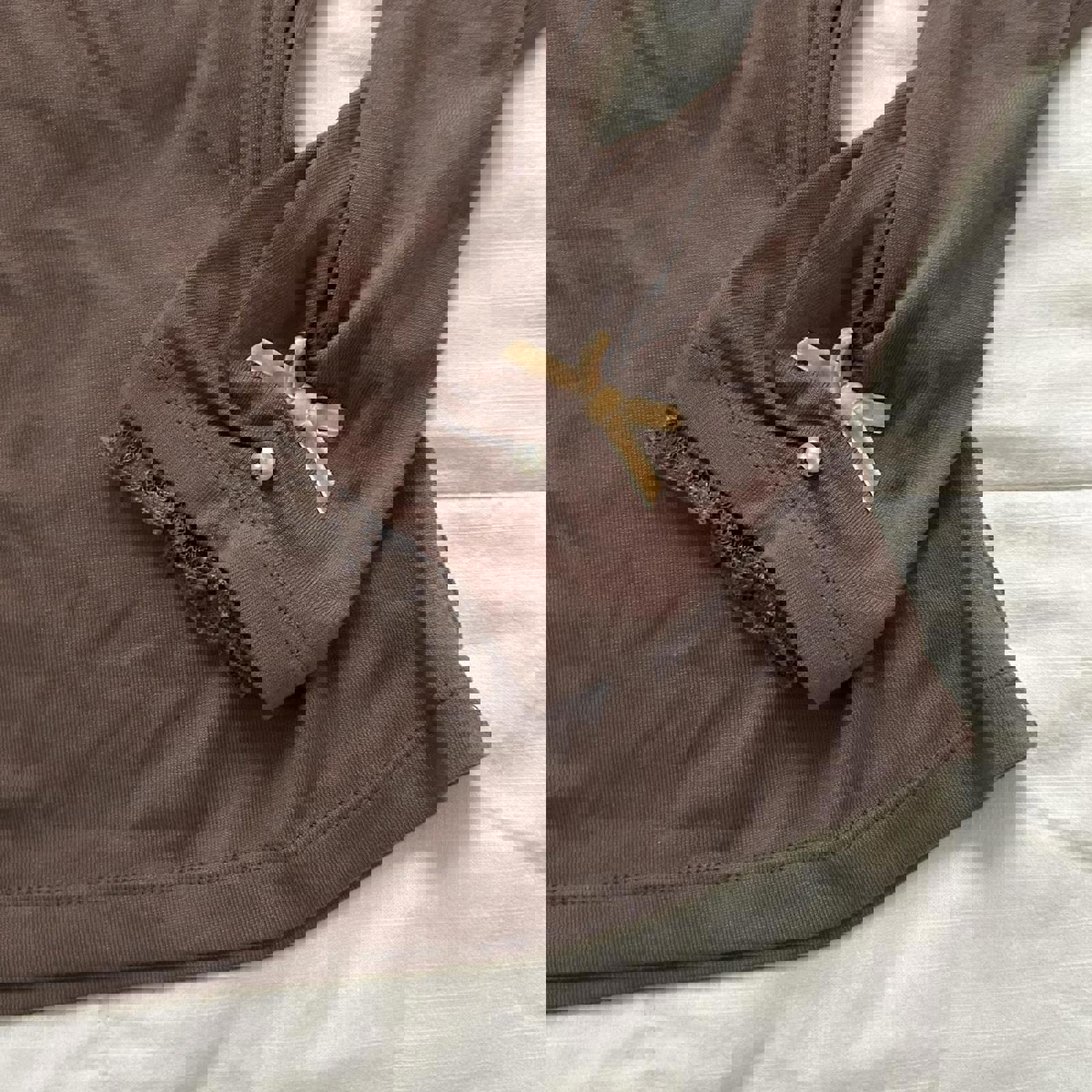 Axes Femme Brown long sleeve blouse lace high neck turtleneck Size medium