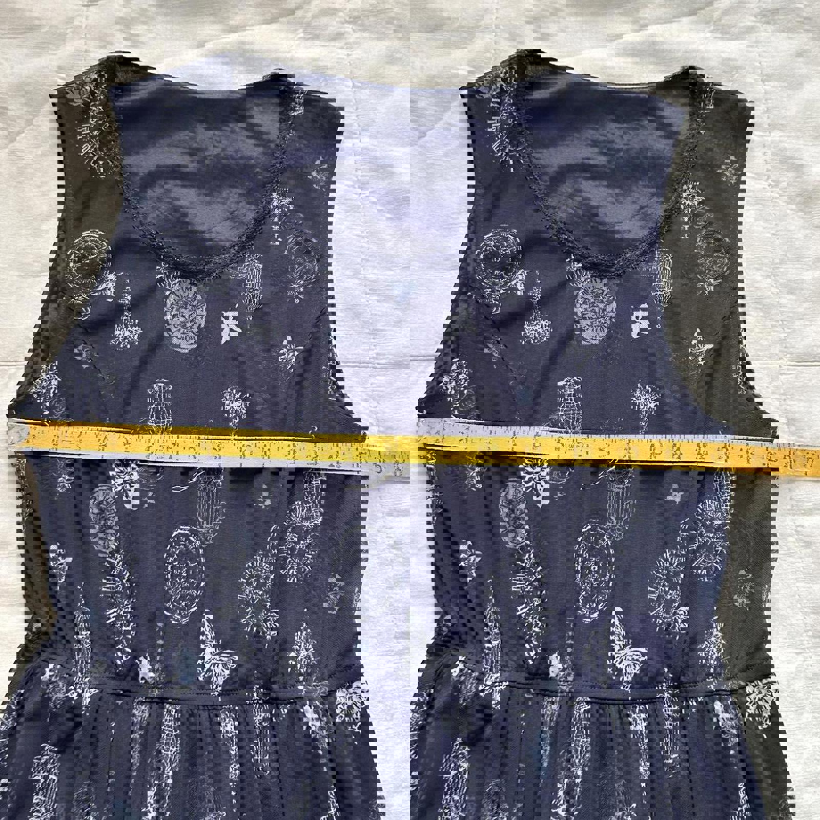Axes Femme navy and white butterfly sleeveless dress Size medium