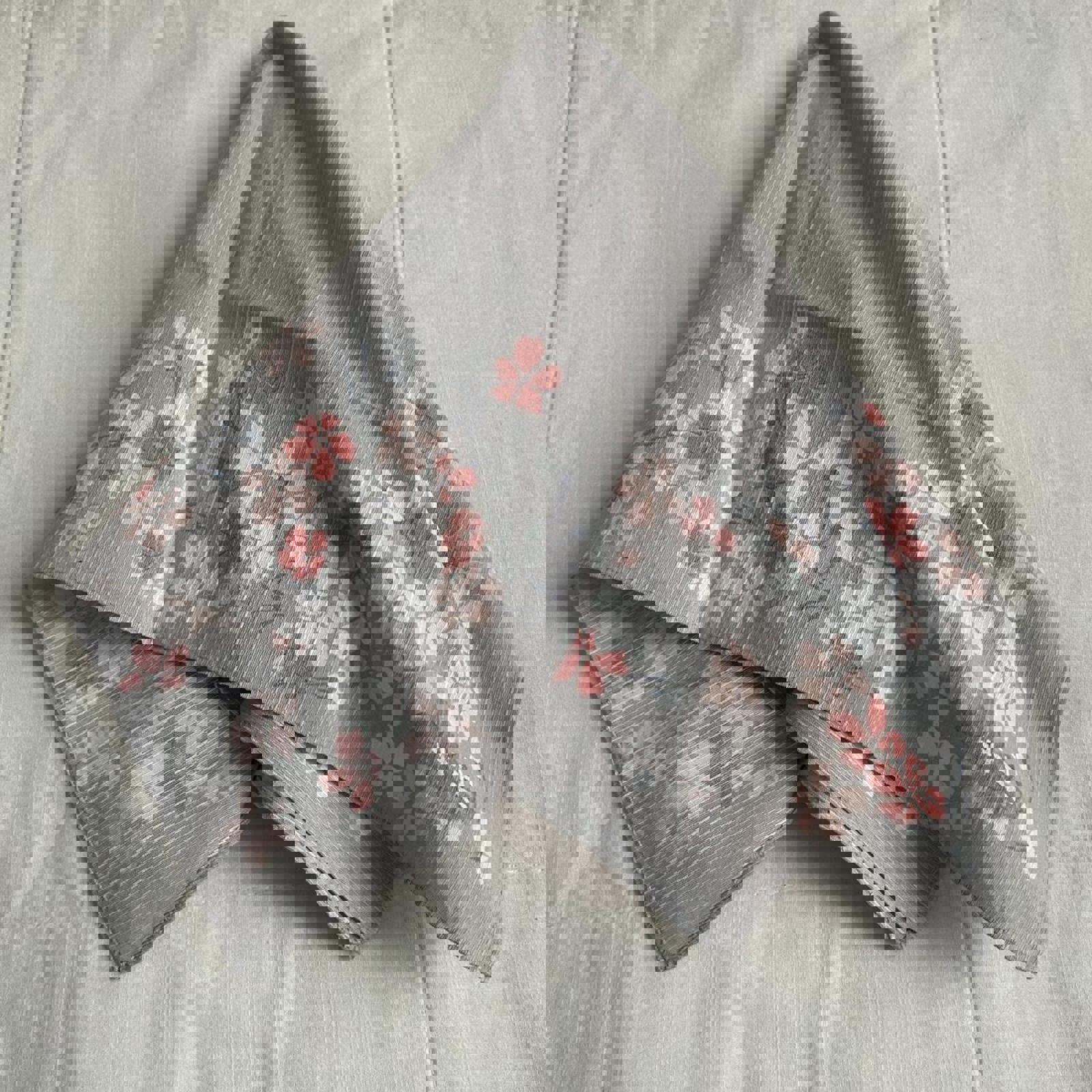 Grey and pink cherry blossom print bandana 0855