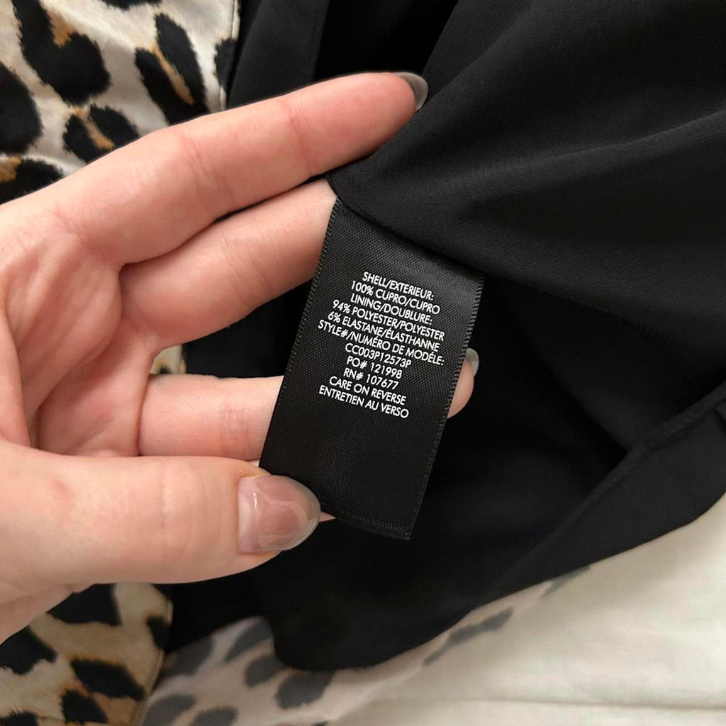 Alice + Olivia Brown and black leopard print bias cut draped mini dress Size 0