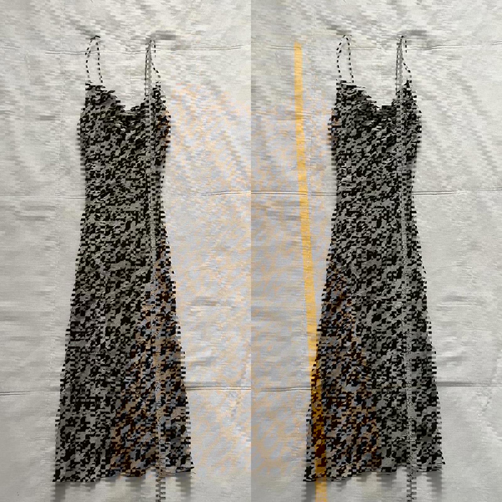 Alice + Olivia Brown and black leopard print bias cut draped mini dress Size 0