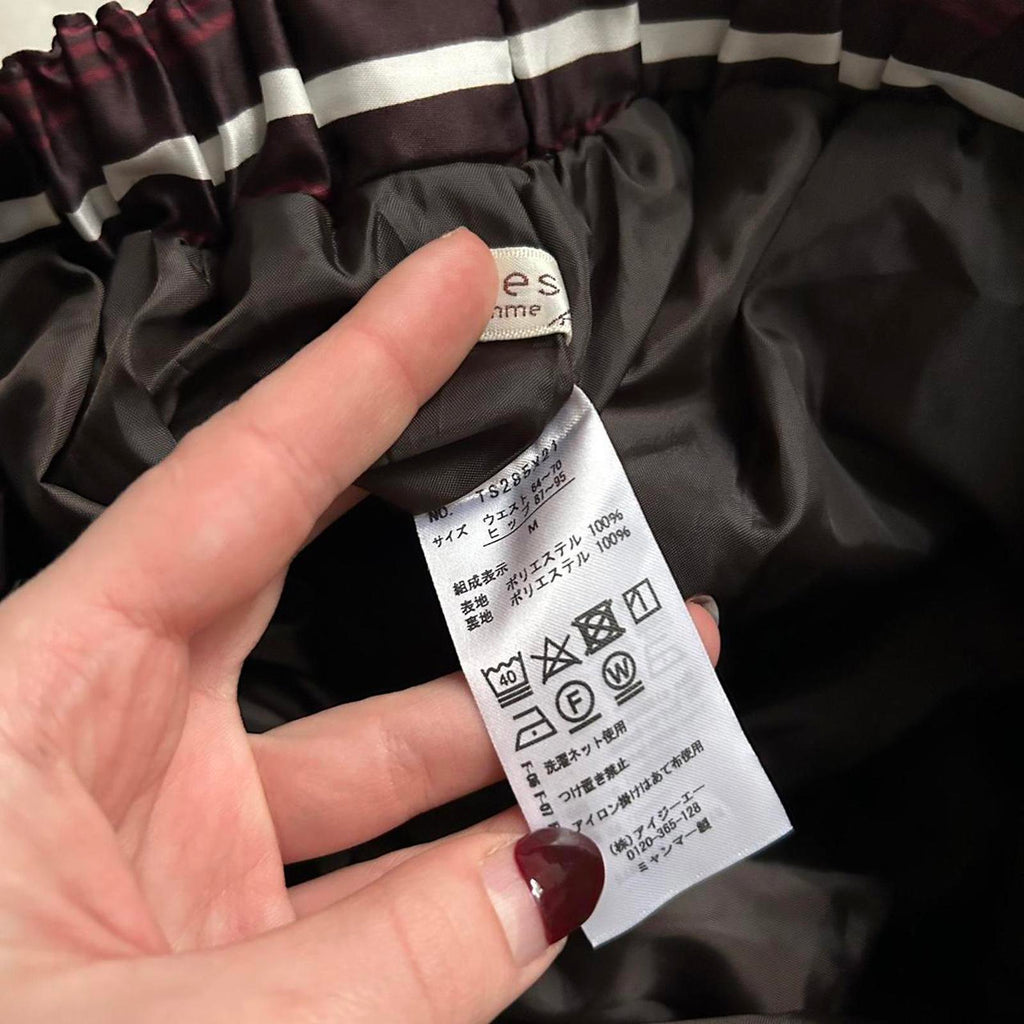 Axes Femme burgundy and white striped skirt with black tulle overlay Size medium