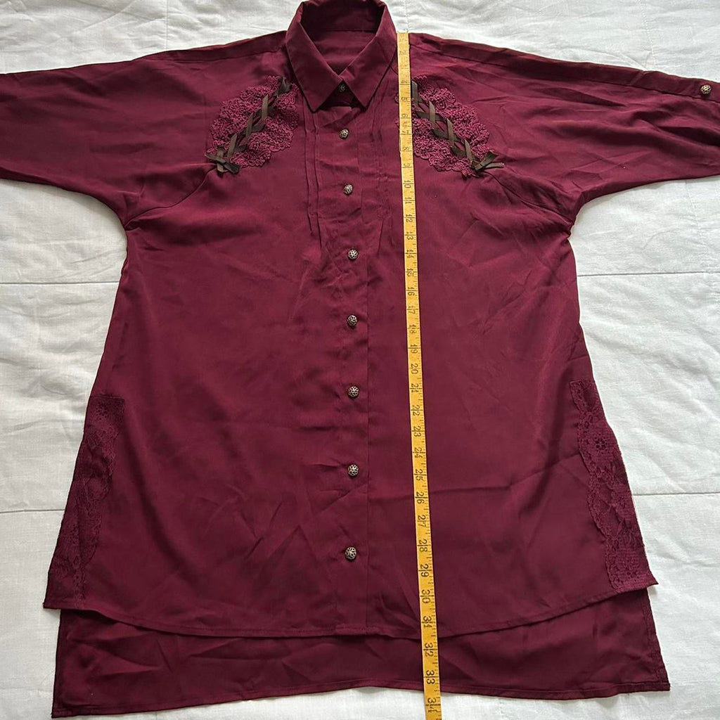 Axes Femme Burgundy and brown shoulder lacing detail dress Size medium