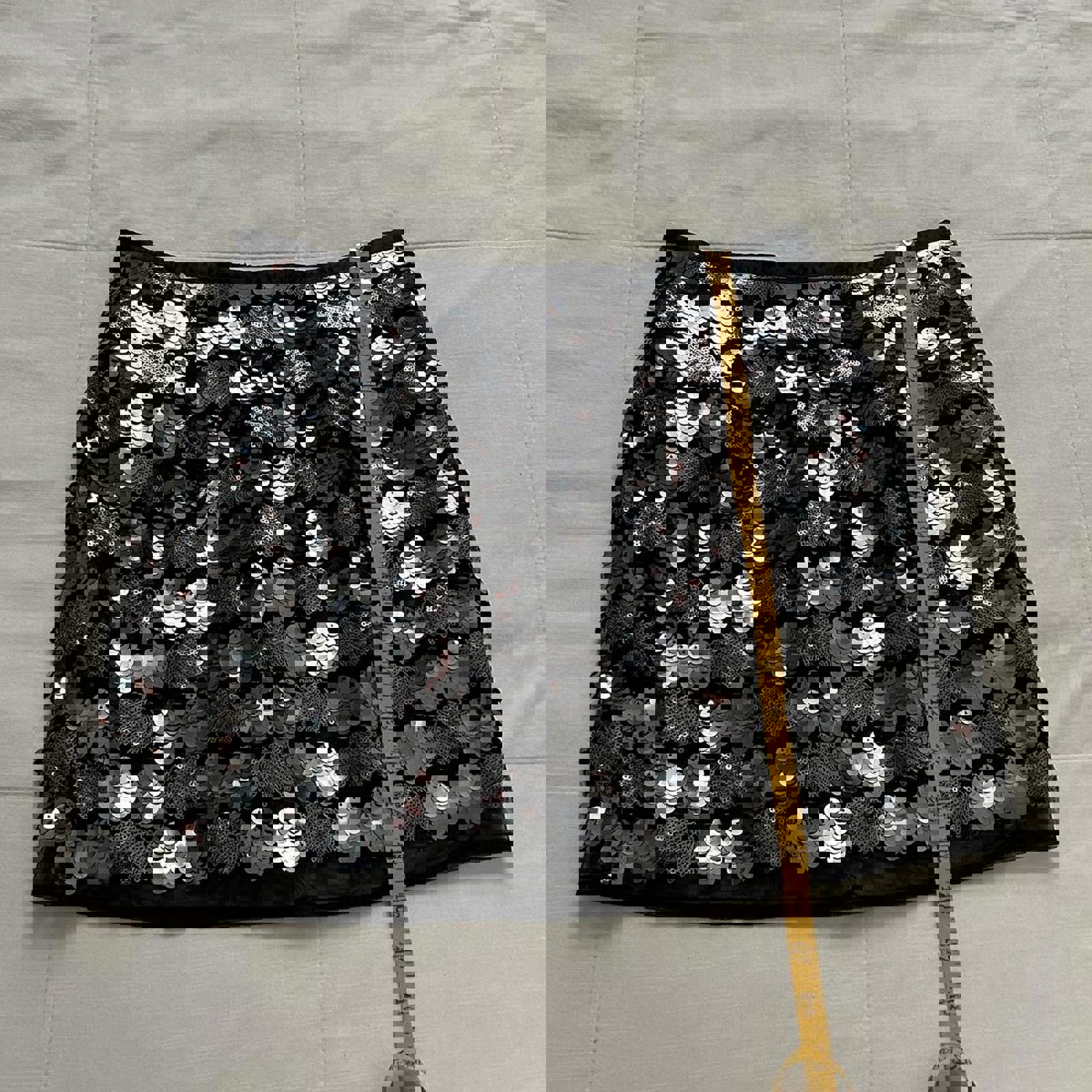 Forever 21 Black and silver sequin mini skirt Size medium