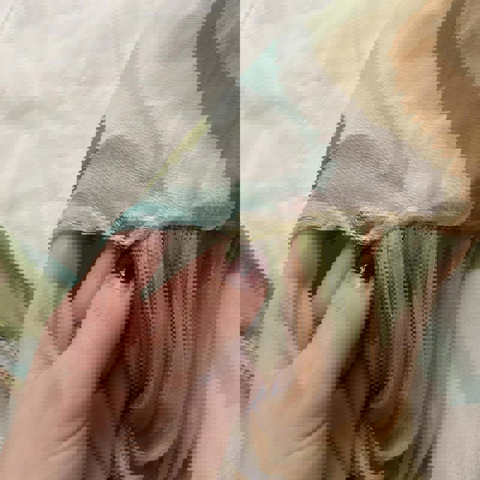 Catherine Malandrino pastel silk skirt with long sash tie Size 8