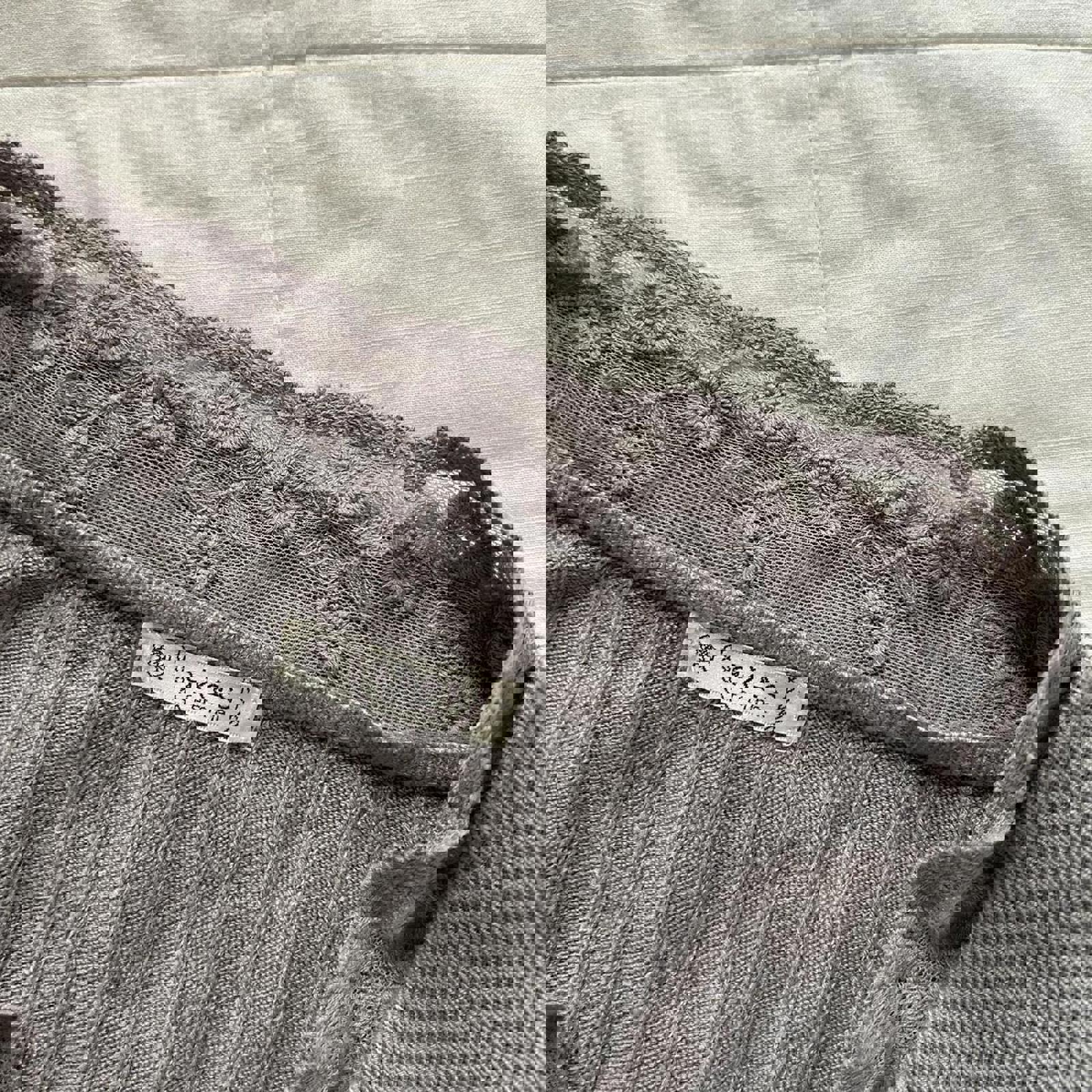 Axes Femme cozy Grey long sleeve sweater with v neck and lace trim Size medium