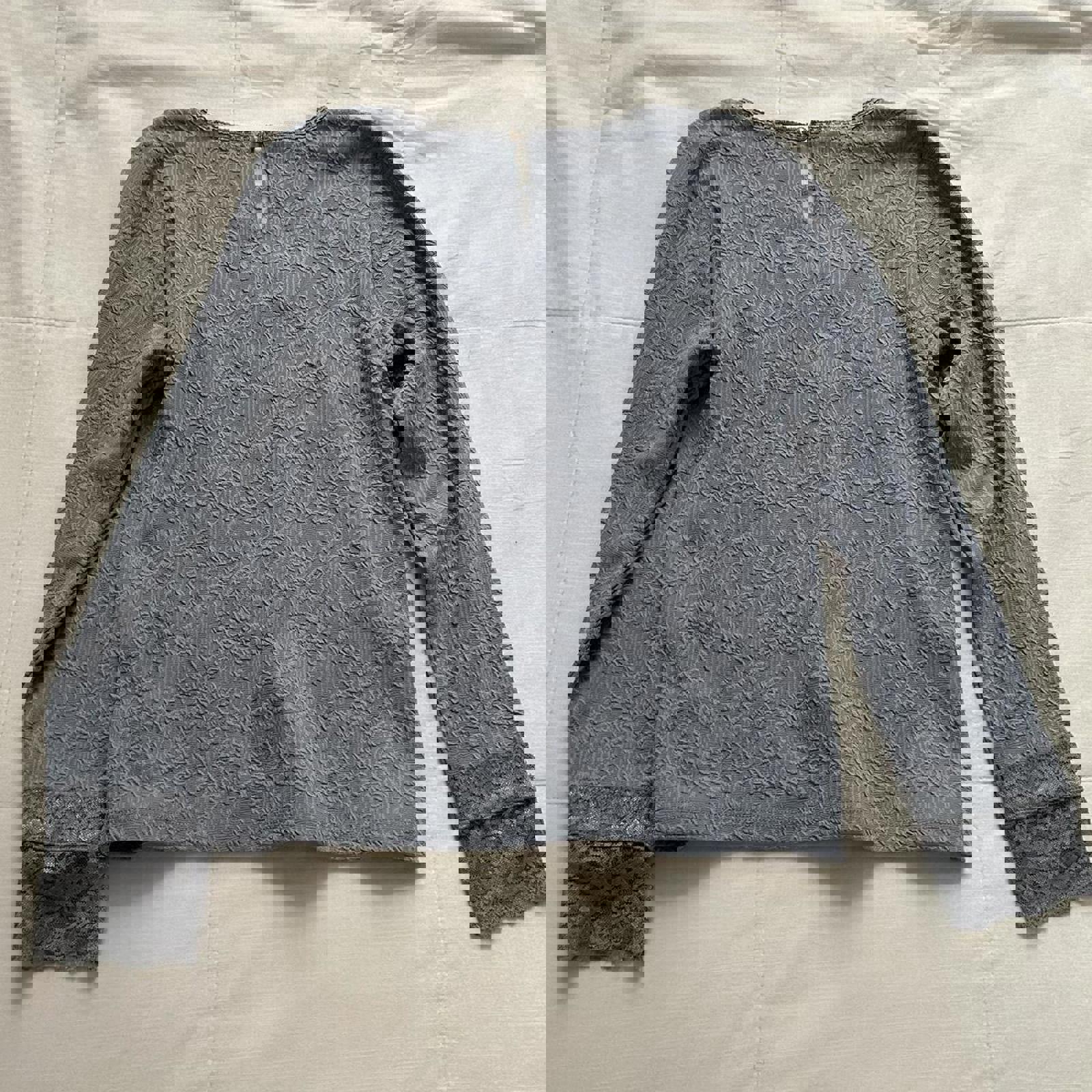 Axes Femme baby blue lace long sleeve top with sheer bib detail