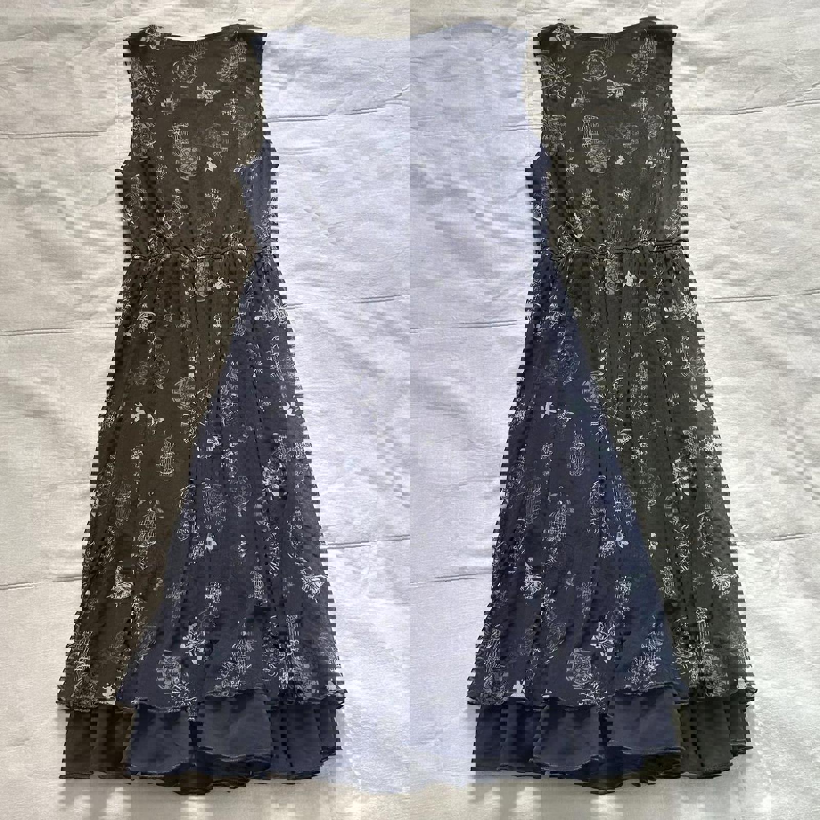 Axes Femme navy and white butterfly sleeveless dress Size medium