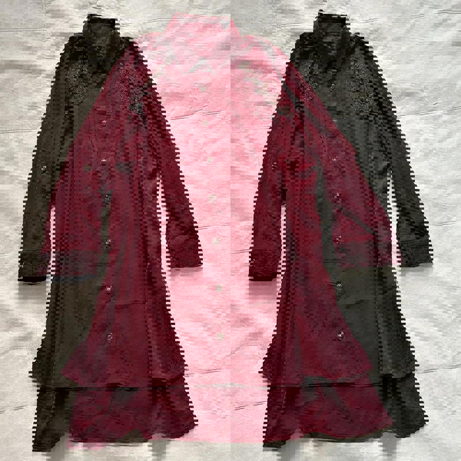 Axes Femme Burgundy and brown shoulder lacing detail dress Size medium