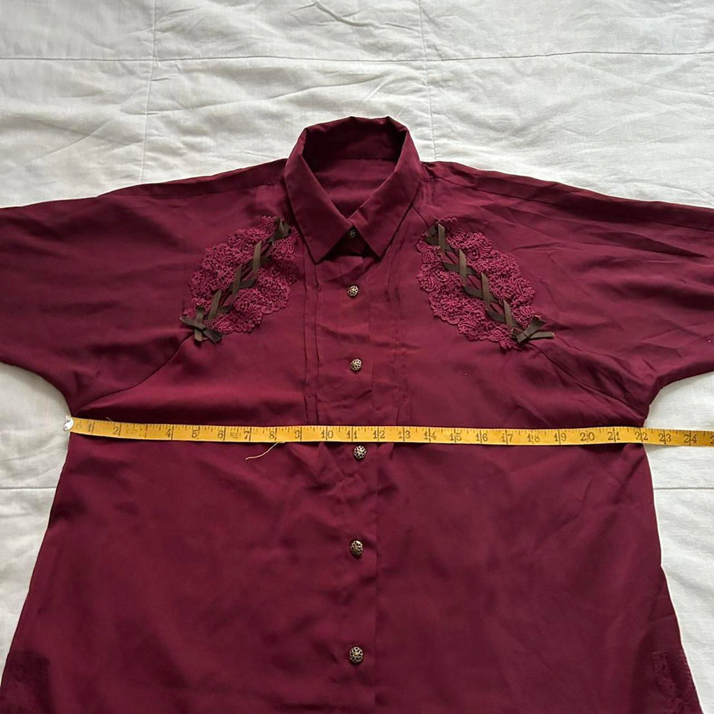 Axes Femme Burgundy and brown shoulder lacing detail dress Size medium